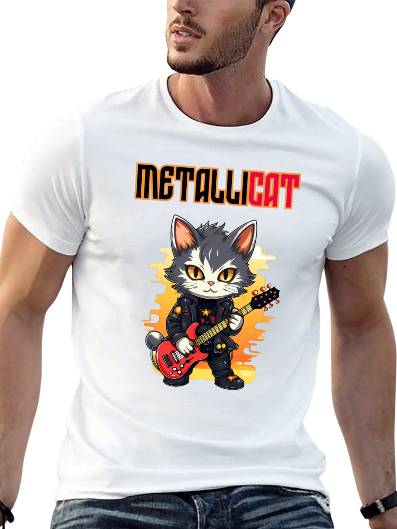 Metallicat T-Shirt: Rocker Cat Guitar Tee
