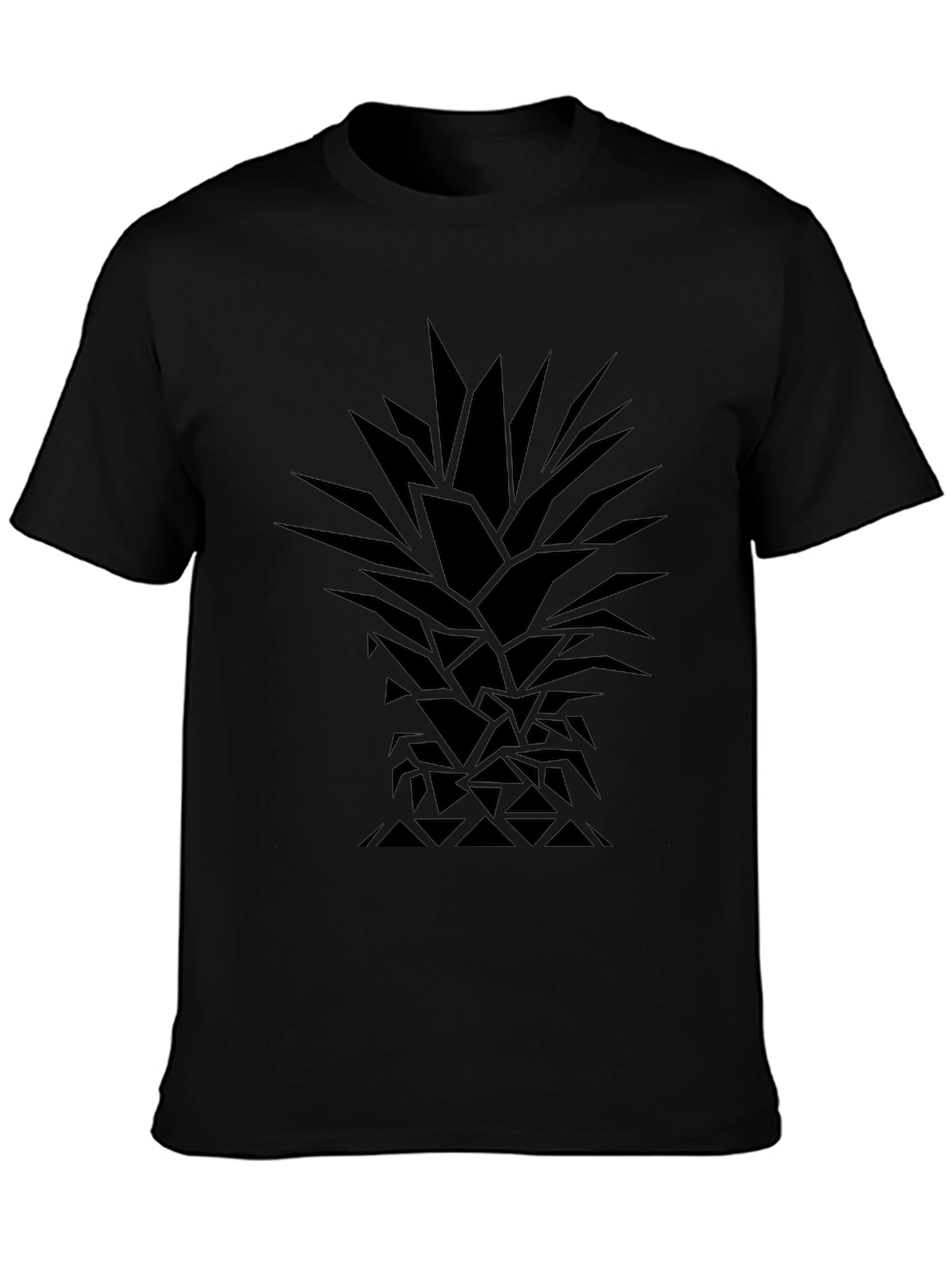 Geometric Pineapple Print Black T-Shirt