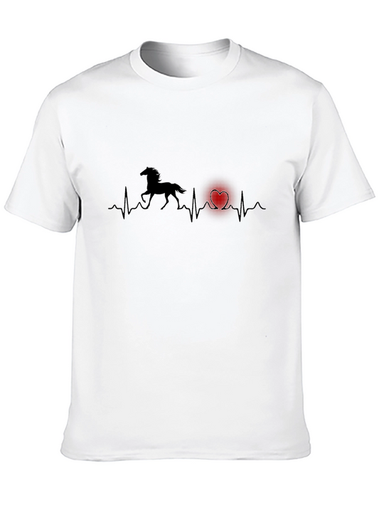 Horse Heartbeat Graphic T-Shirt - Black