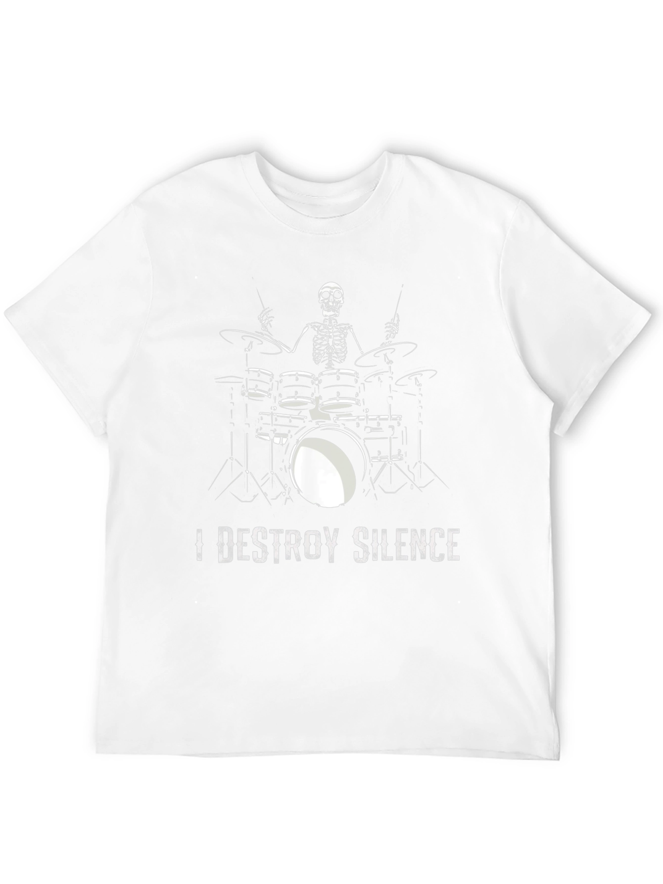 I Destroy Silence Drummer Skeleton Black T-Shirt