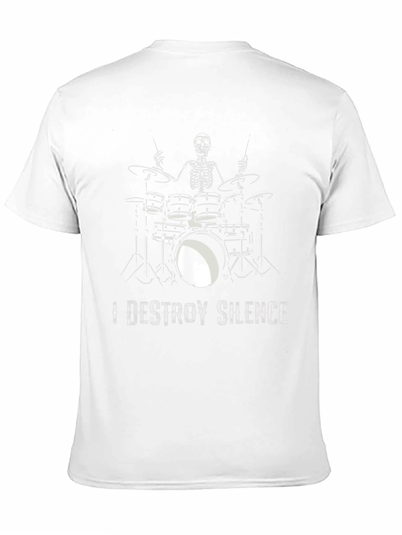 I Destroy Silence Drummer Skeleton Black T-Shirt