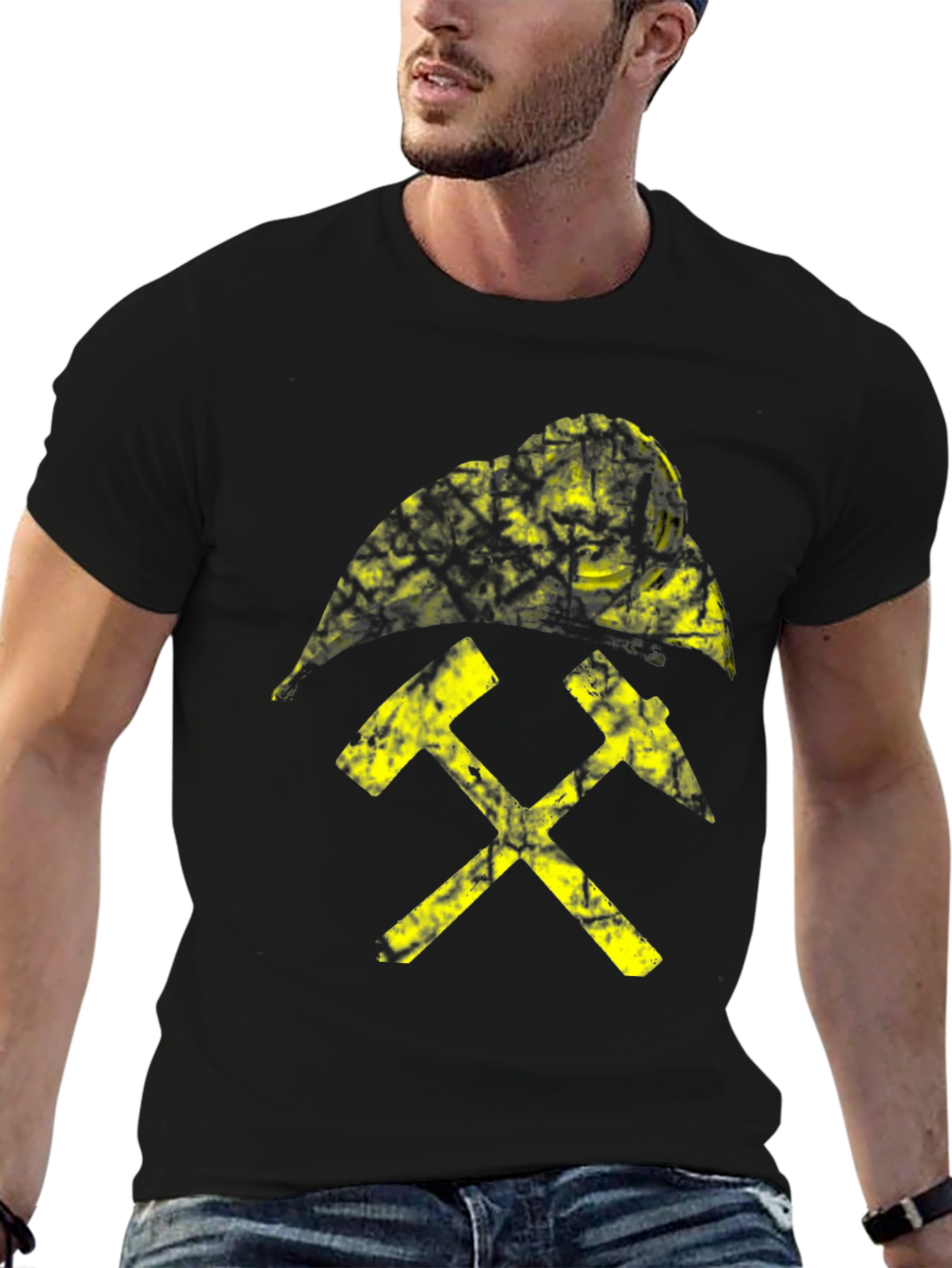 Black T-Shirt with Yellow Miners Emblem