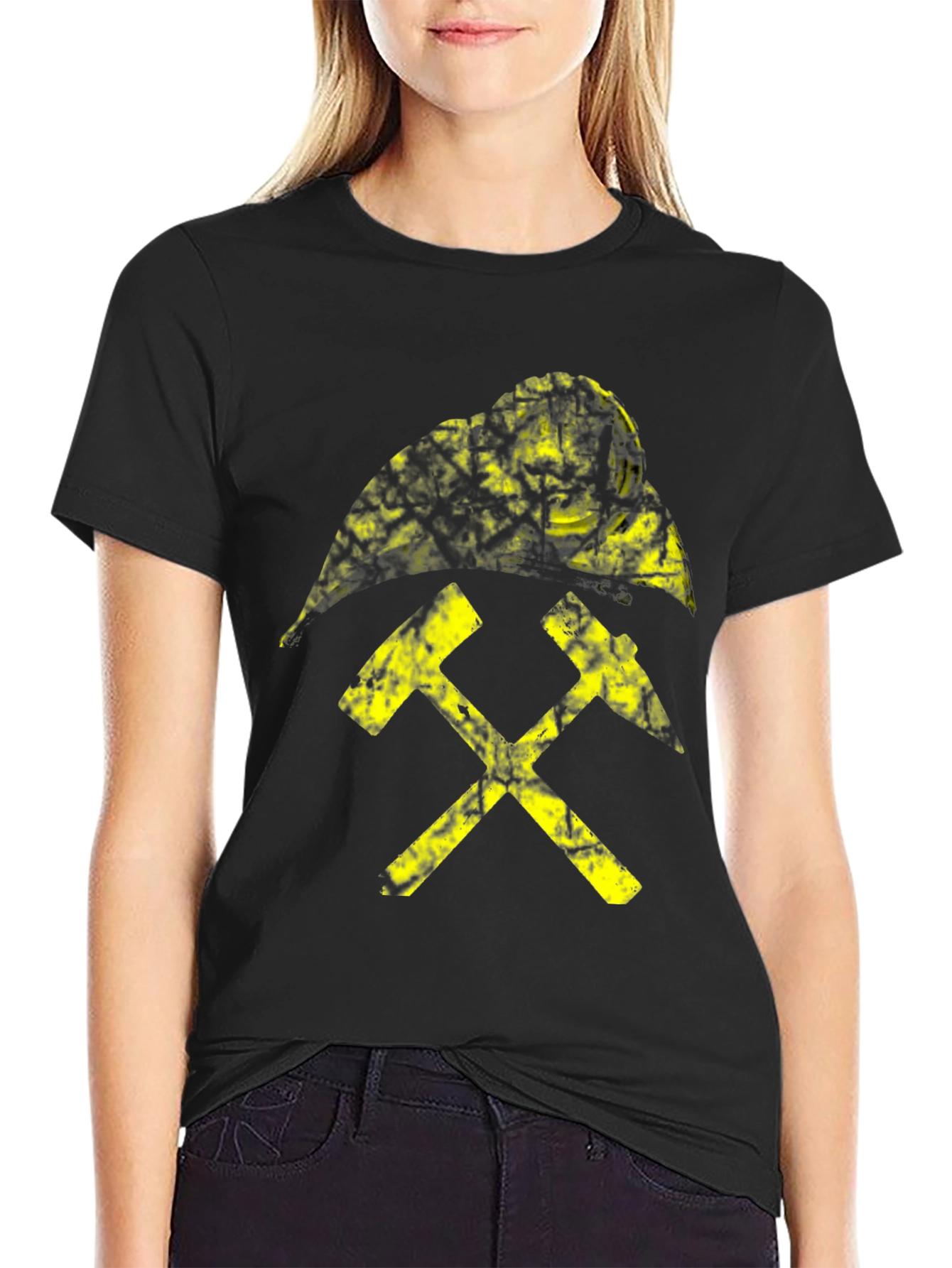 Black T-Shirt with Yellow Miners Emblem