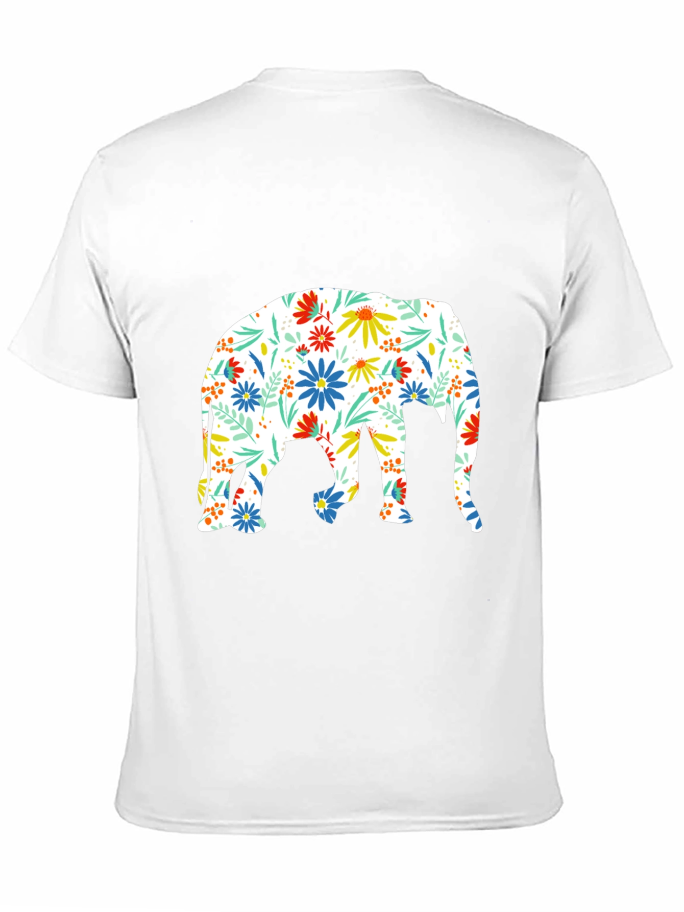 Floral Elephant Print Black T-Shirt