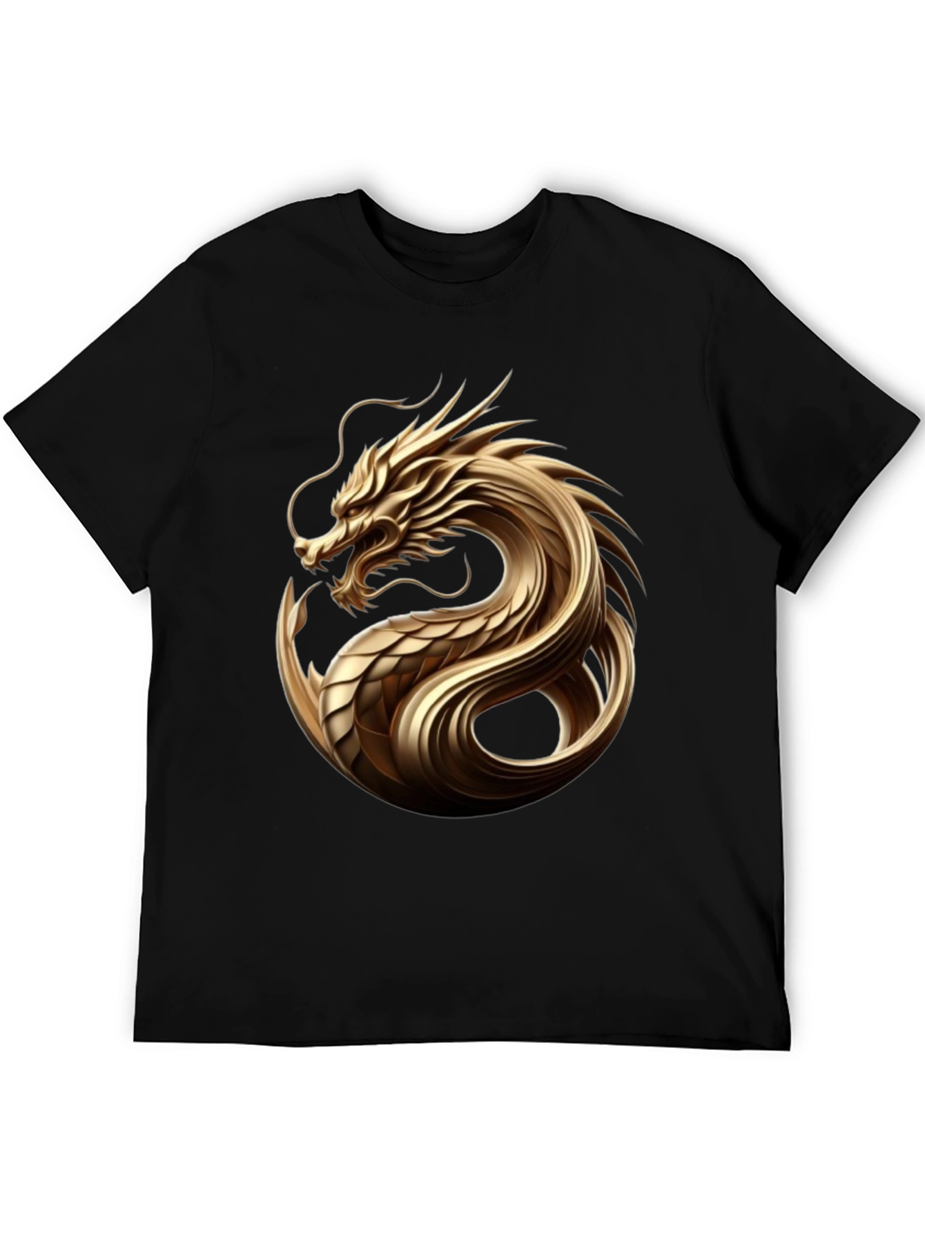 Golden Dragon Graphic Tee - Sleek Black T-Shirt