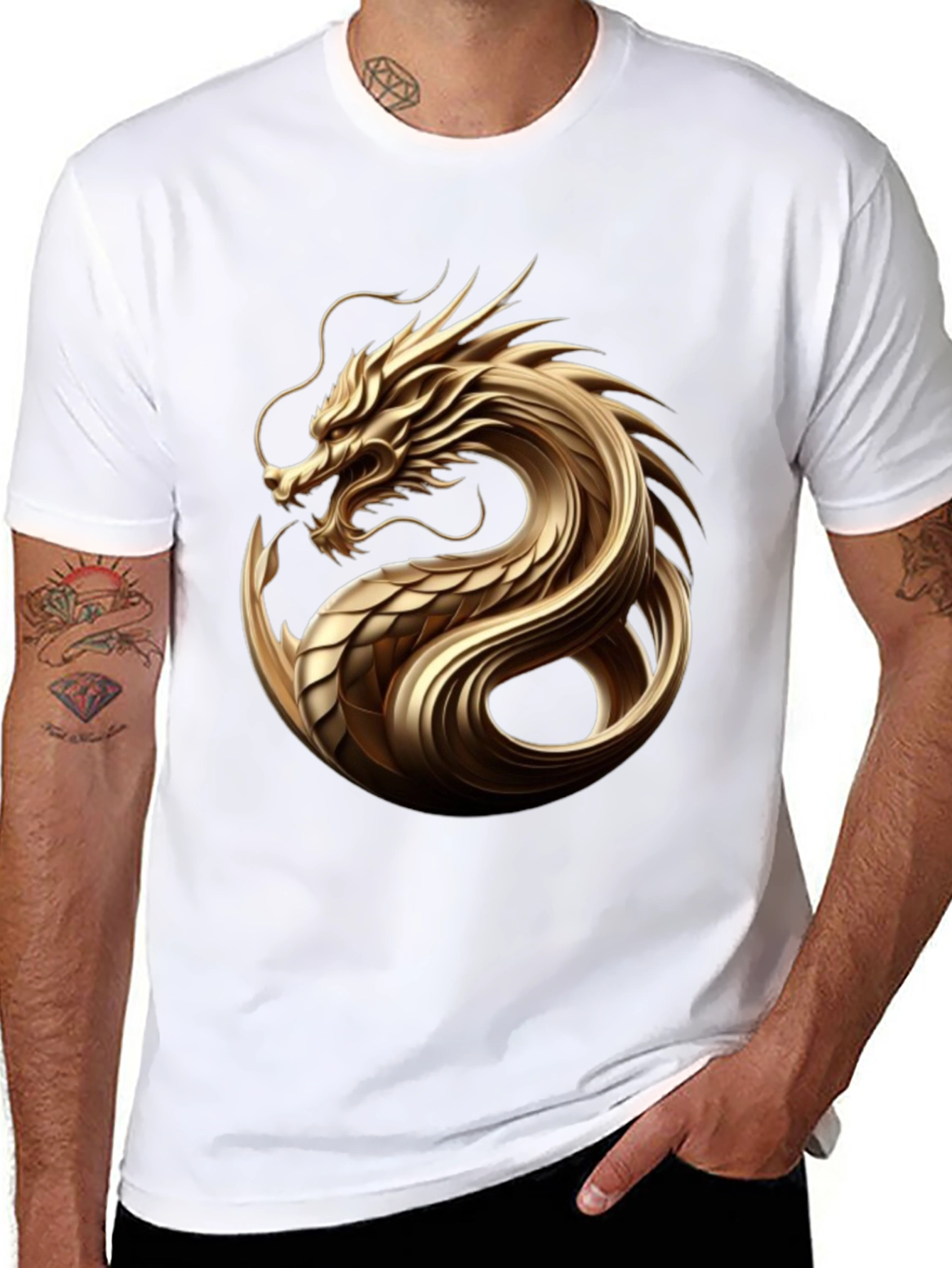 Golden Dragon Graphic Tee - Sleek Black T-Shirt