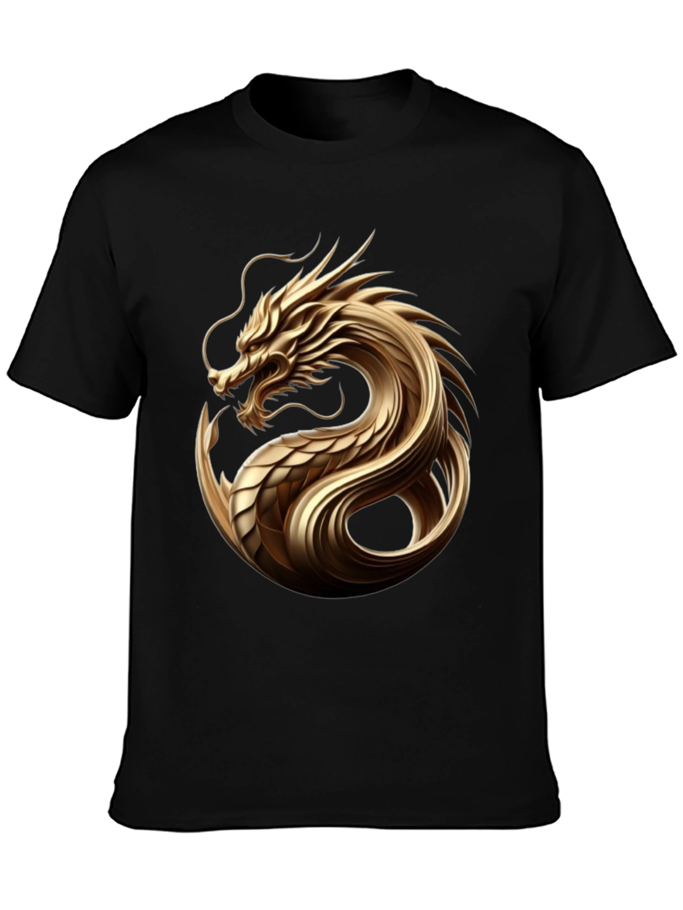 Golden Dragon Graphic Tee - Sleek Black T-Shirt