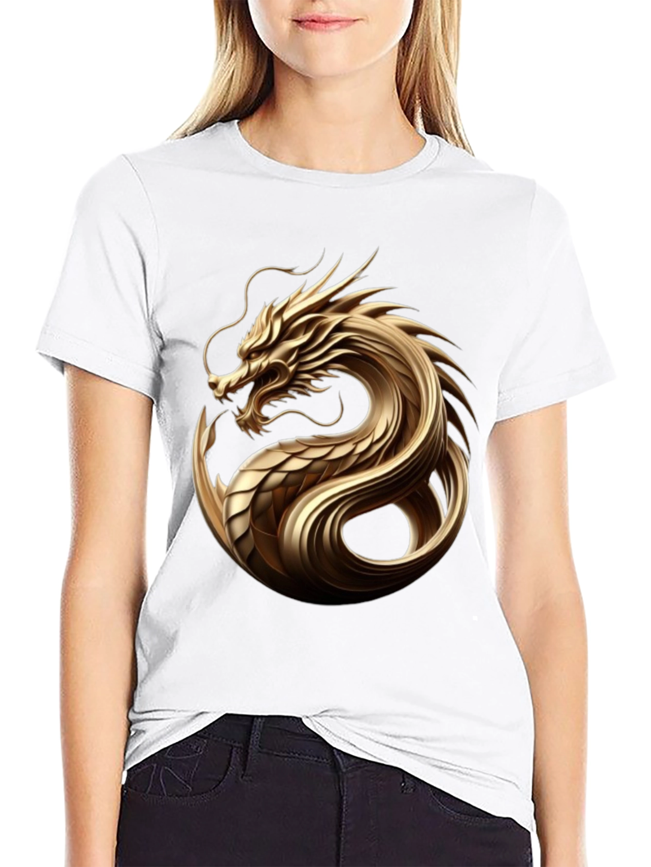 Golden Dragon Graphic Tee - Sleek Black T-Shirt