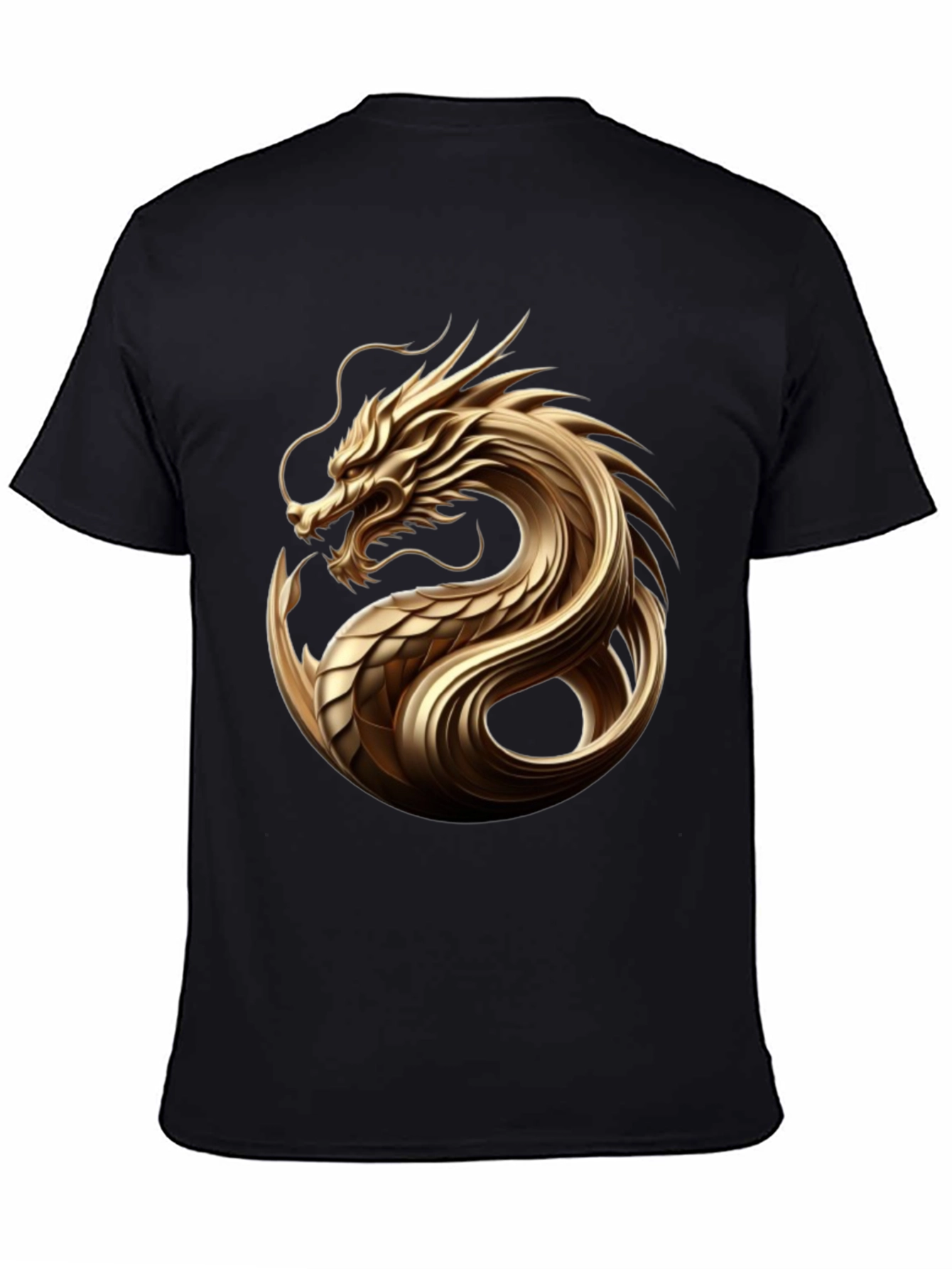 Golden Dragon Graphic Tee - Sleek Black T-Shirt