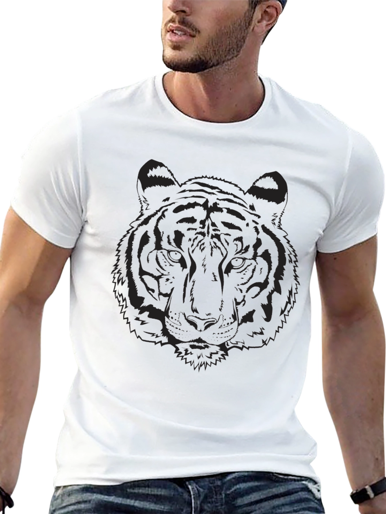 Mens Black Tiger Graphic T-Shirt