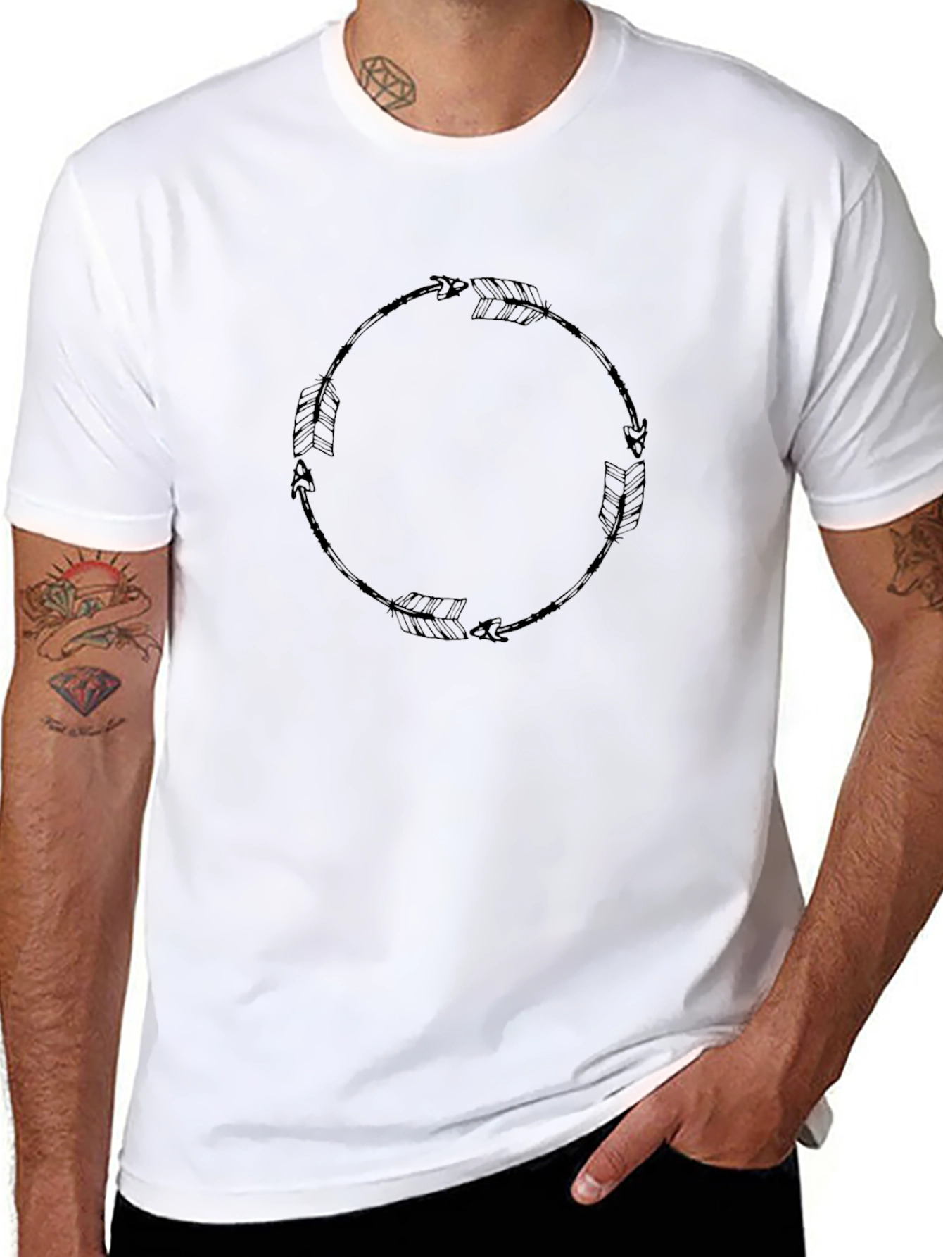 Arrow Circle Graphic Tee - Stylish Black T-Shirt