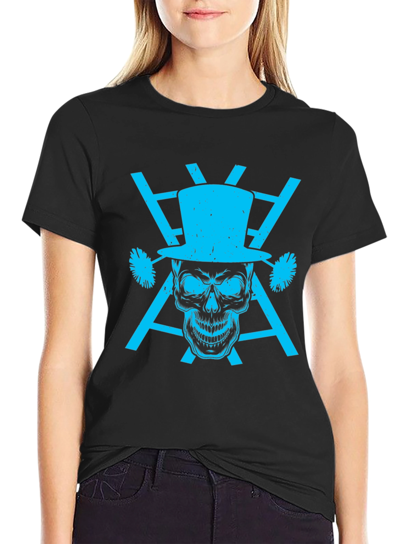 Skull Top Hat Graphic Tee - Mens Black T-Shirt