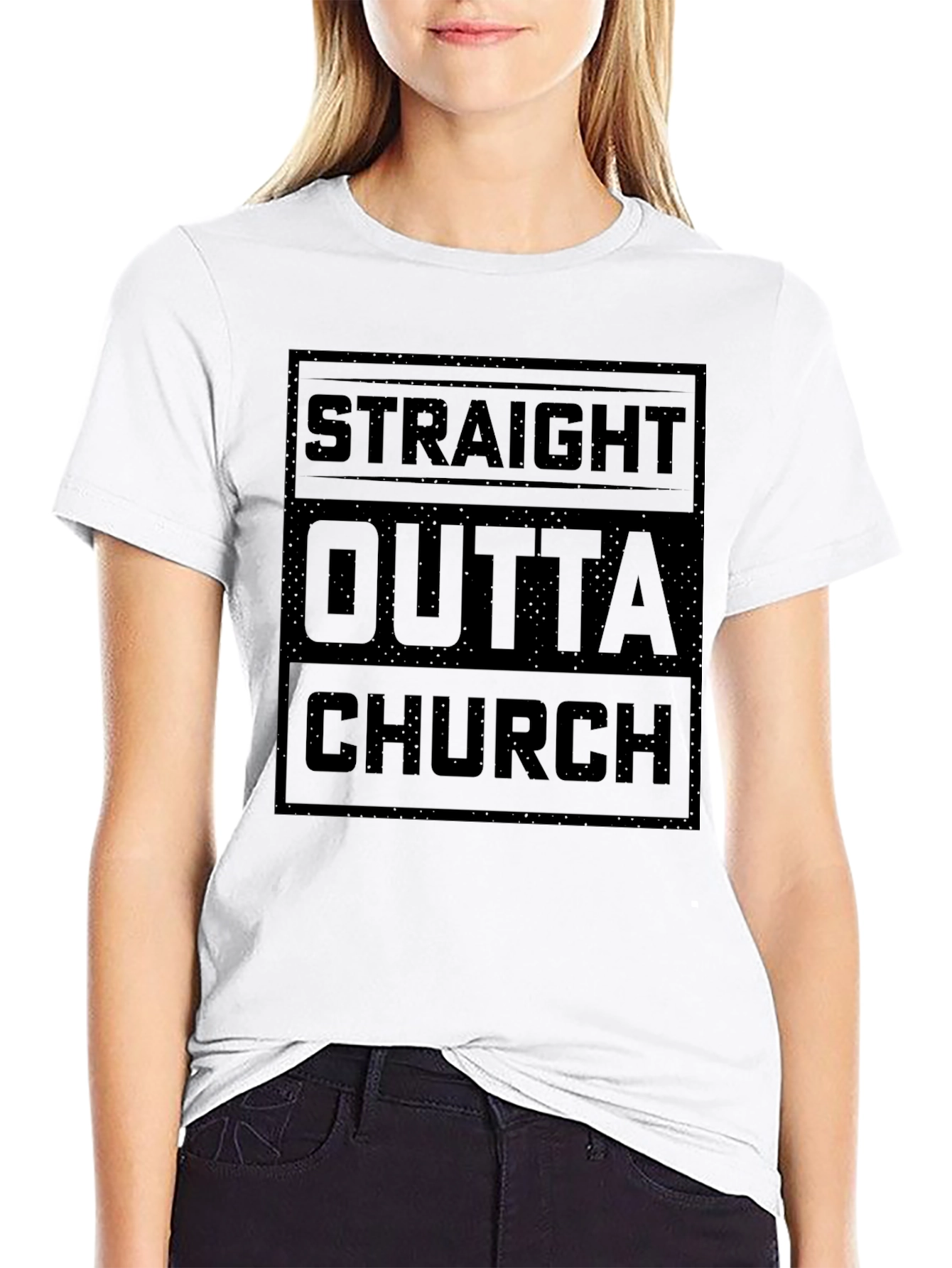 Straight Outta Church Black Graphic T-Shirt