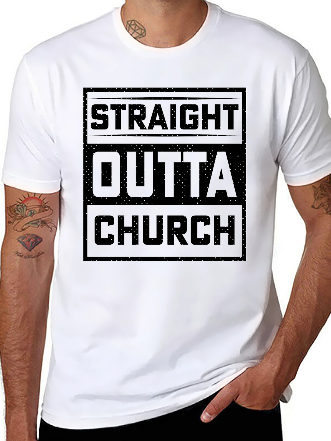 Straight Outta Church Black Graphic T-Shirt