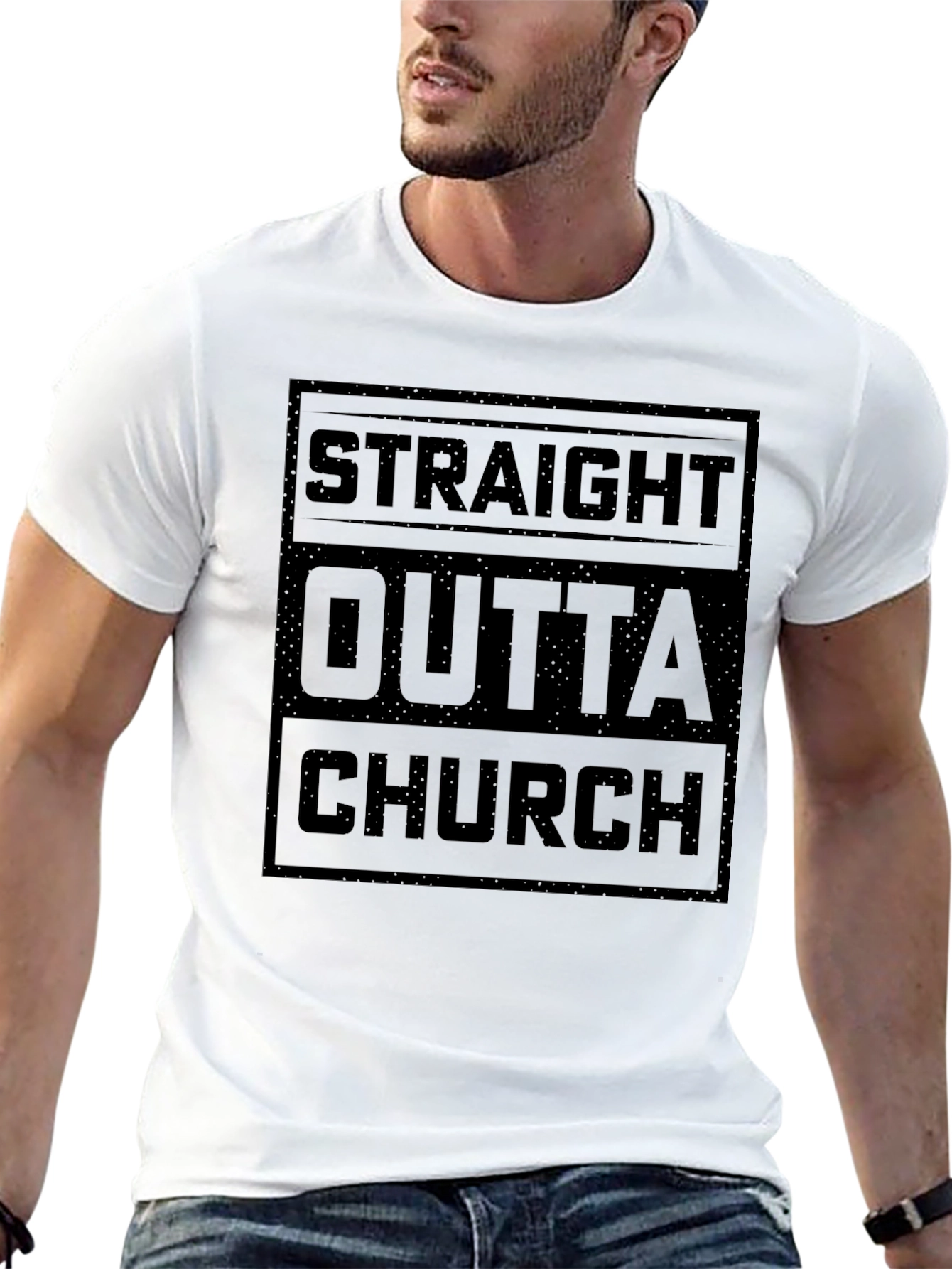 Straight Outta Church Black Graphic T-Shirt