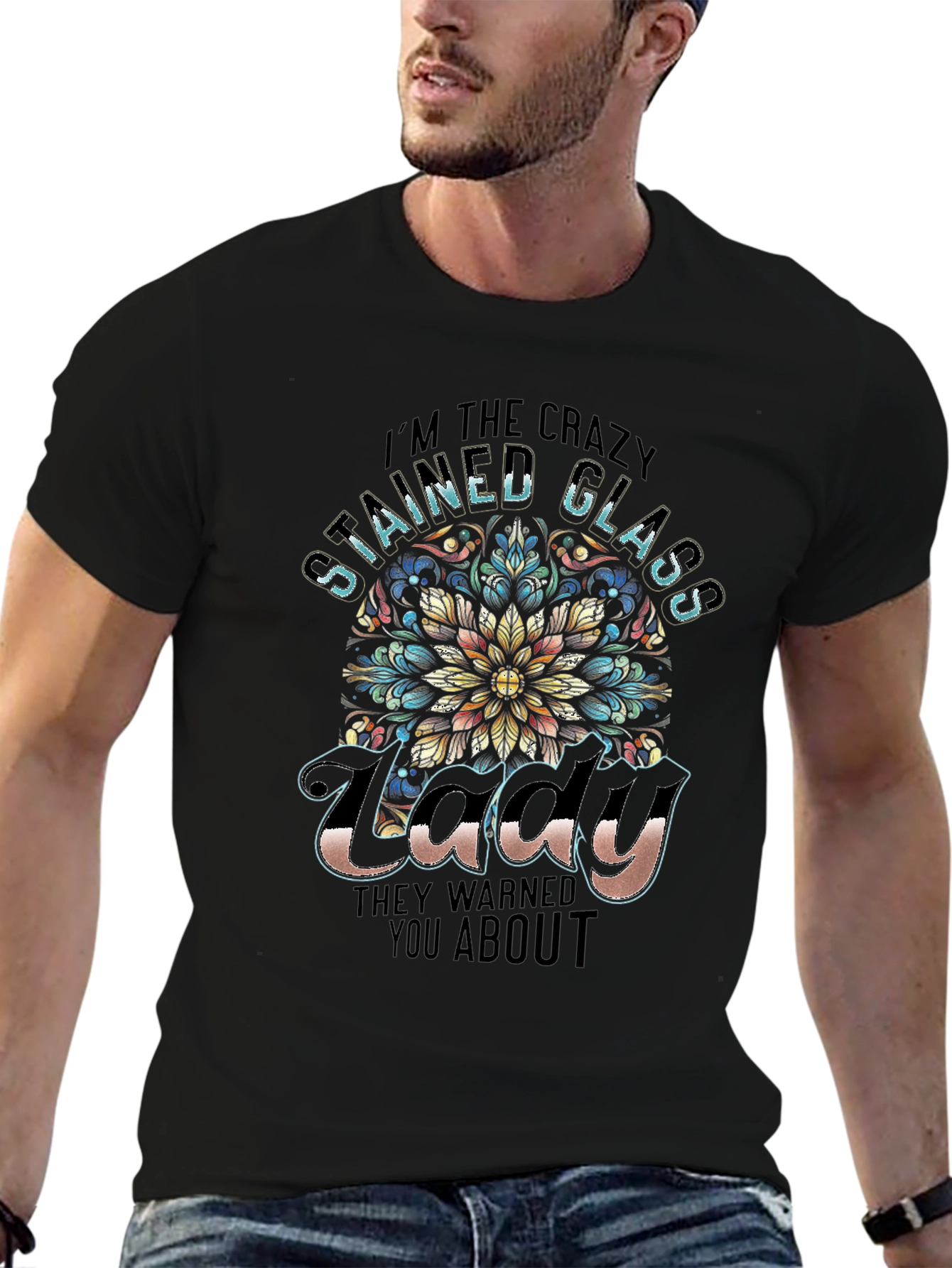 Crazy Stained Glass Lady T-Shirt