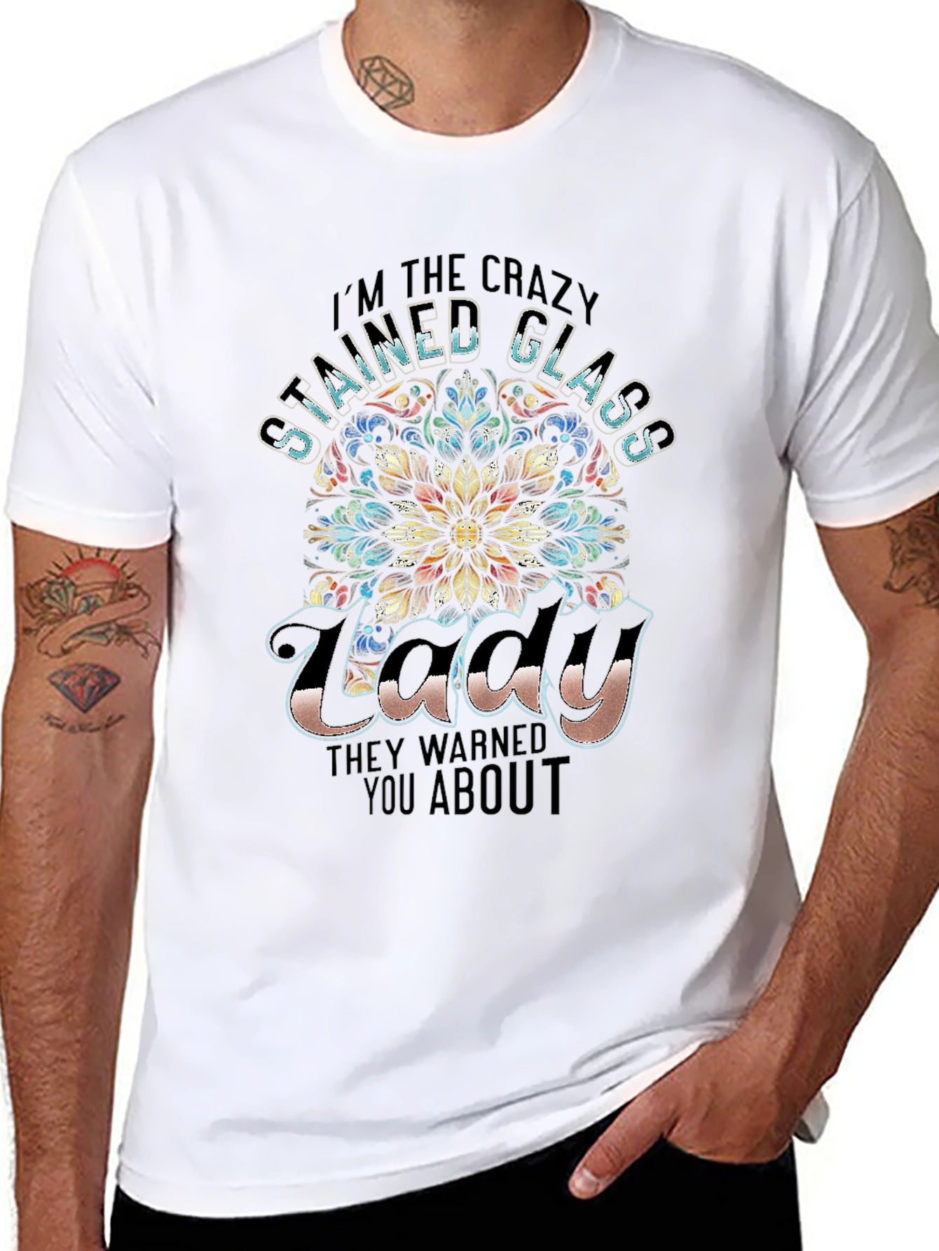 Crazy Stained Glass Lady T-Shirt