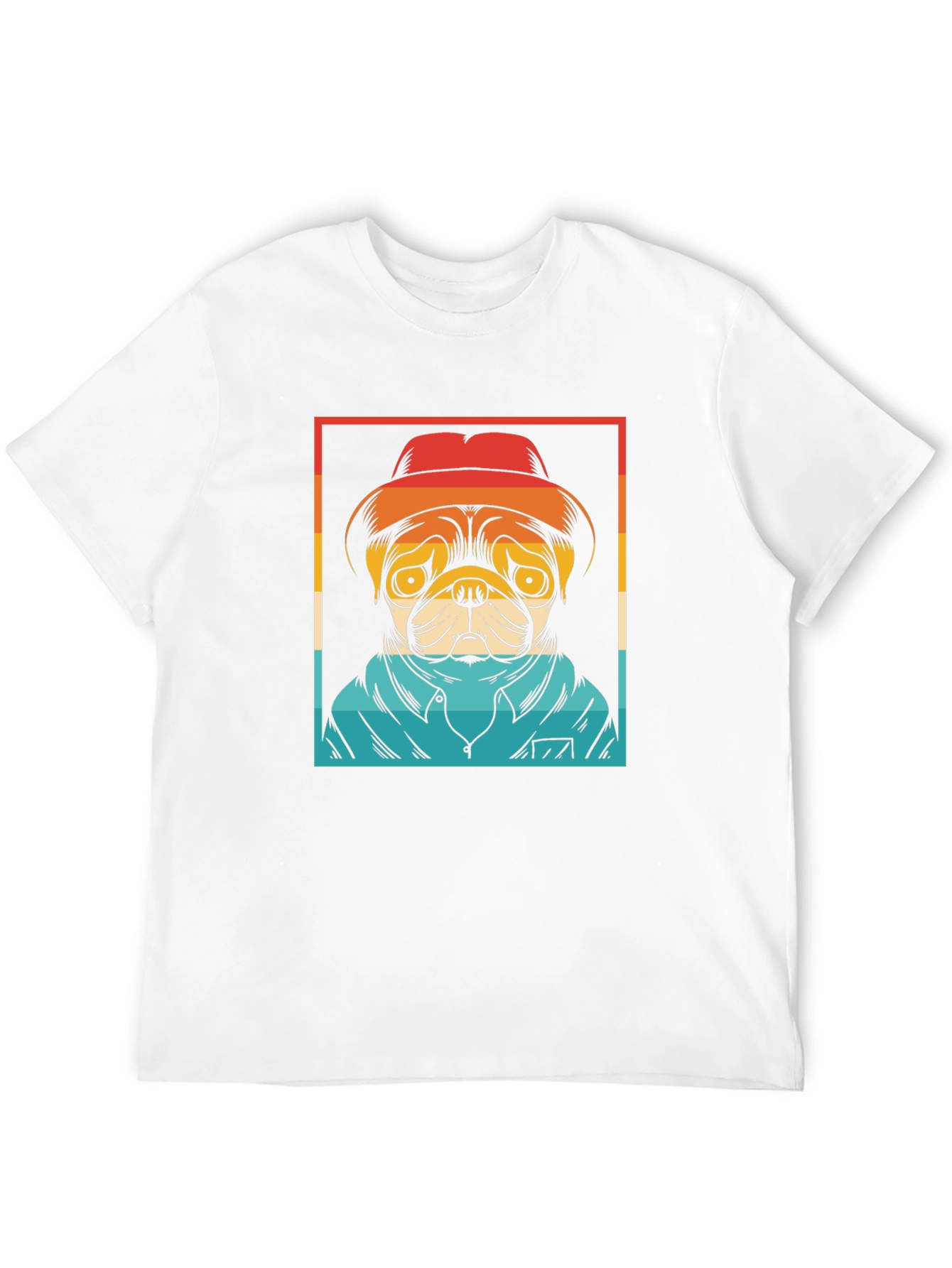 Pug Retro Style Graphic Tee - Black