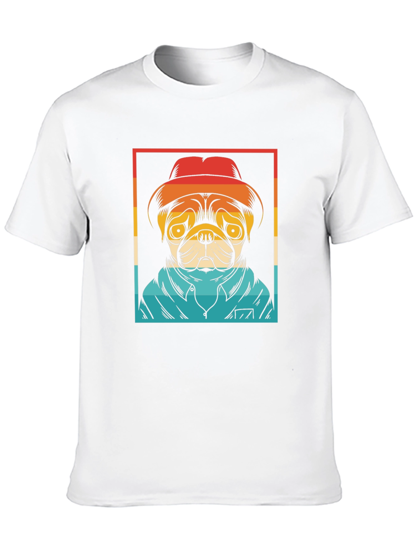 Pug Retro Style Graphic Tee - Black