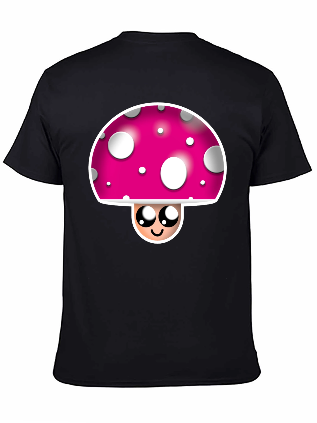 Funky Mushroom Graphic Tee - Black Crew Neck