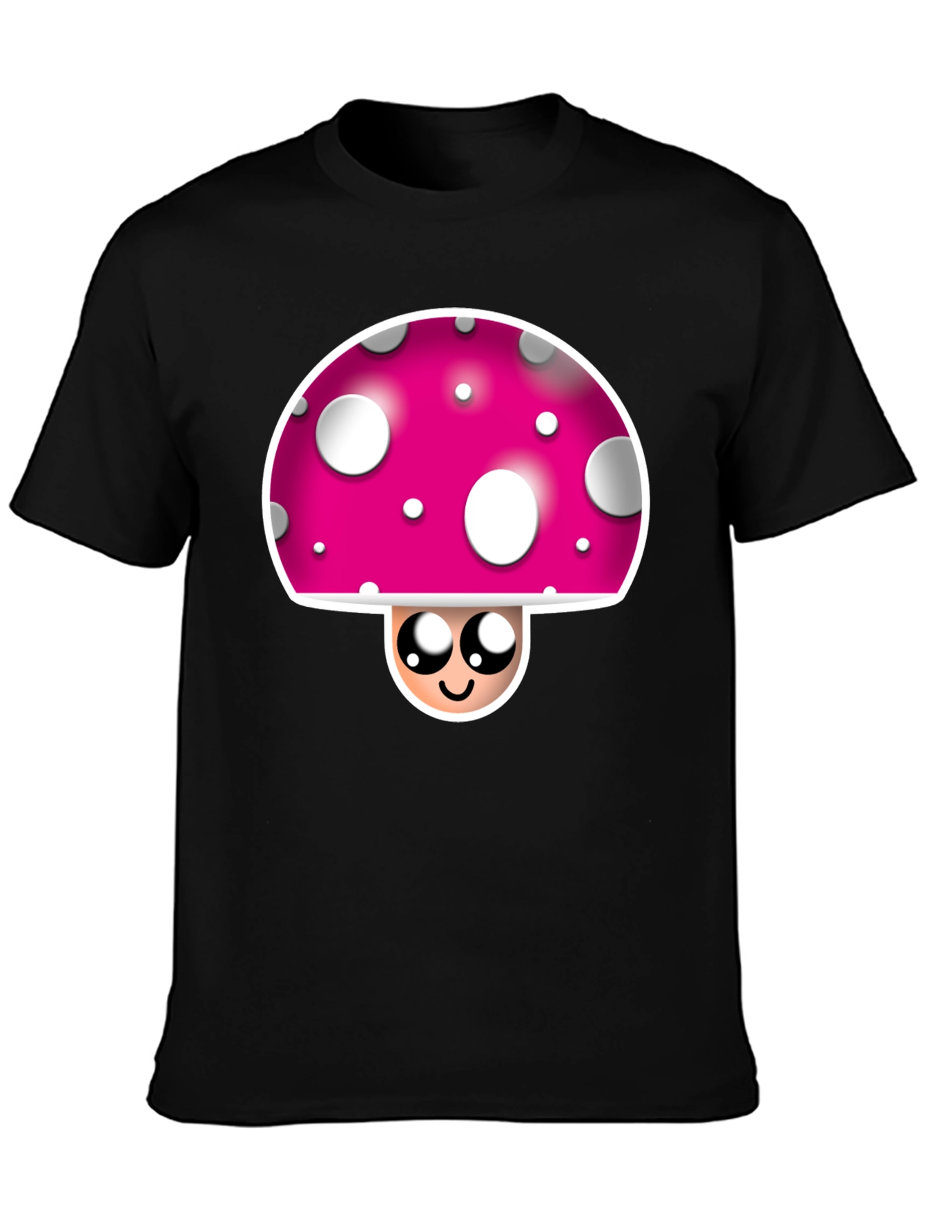 Funky Mushroom Graphic Tee - Black Crew Neck
