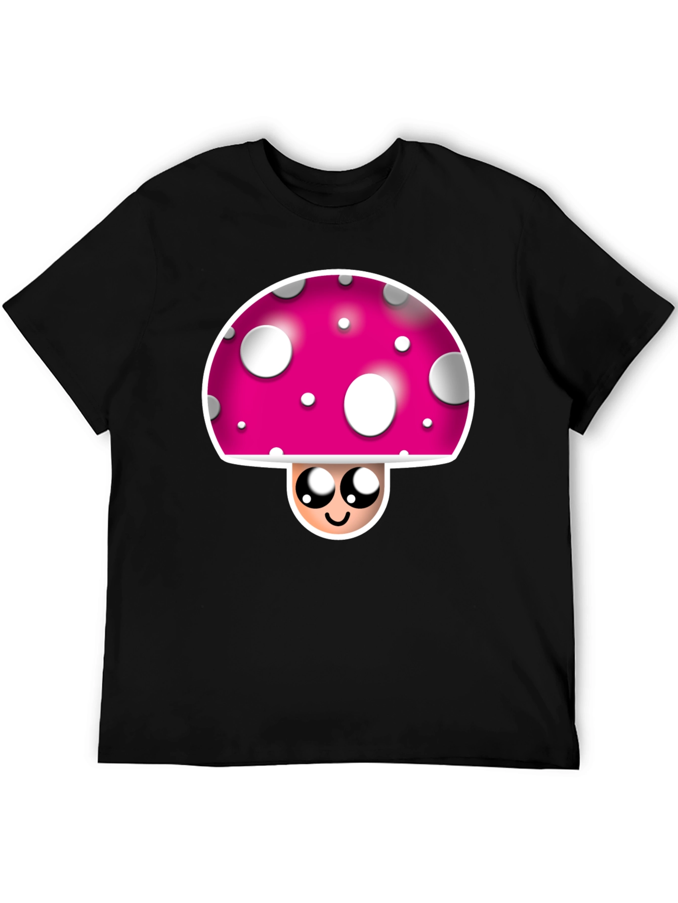 Funky Mushroom Graphic Tee - Black Crew Neck