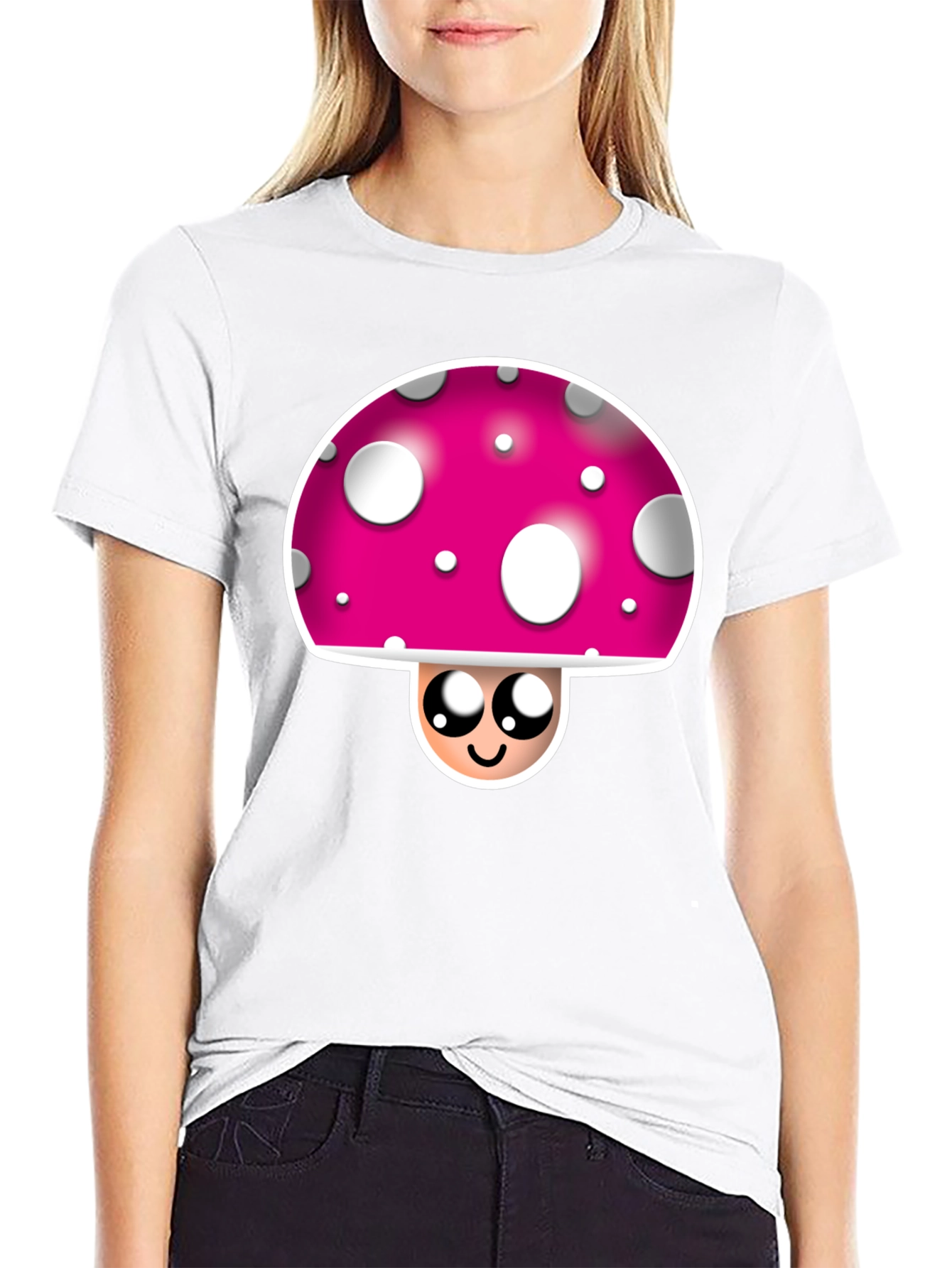 Funky Mushroom Graphic Tee - Black Crew Neck