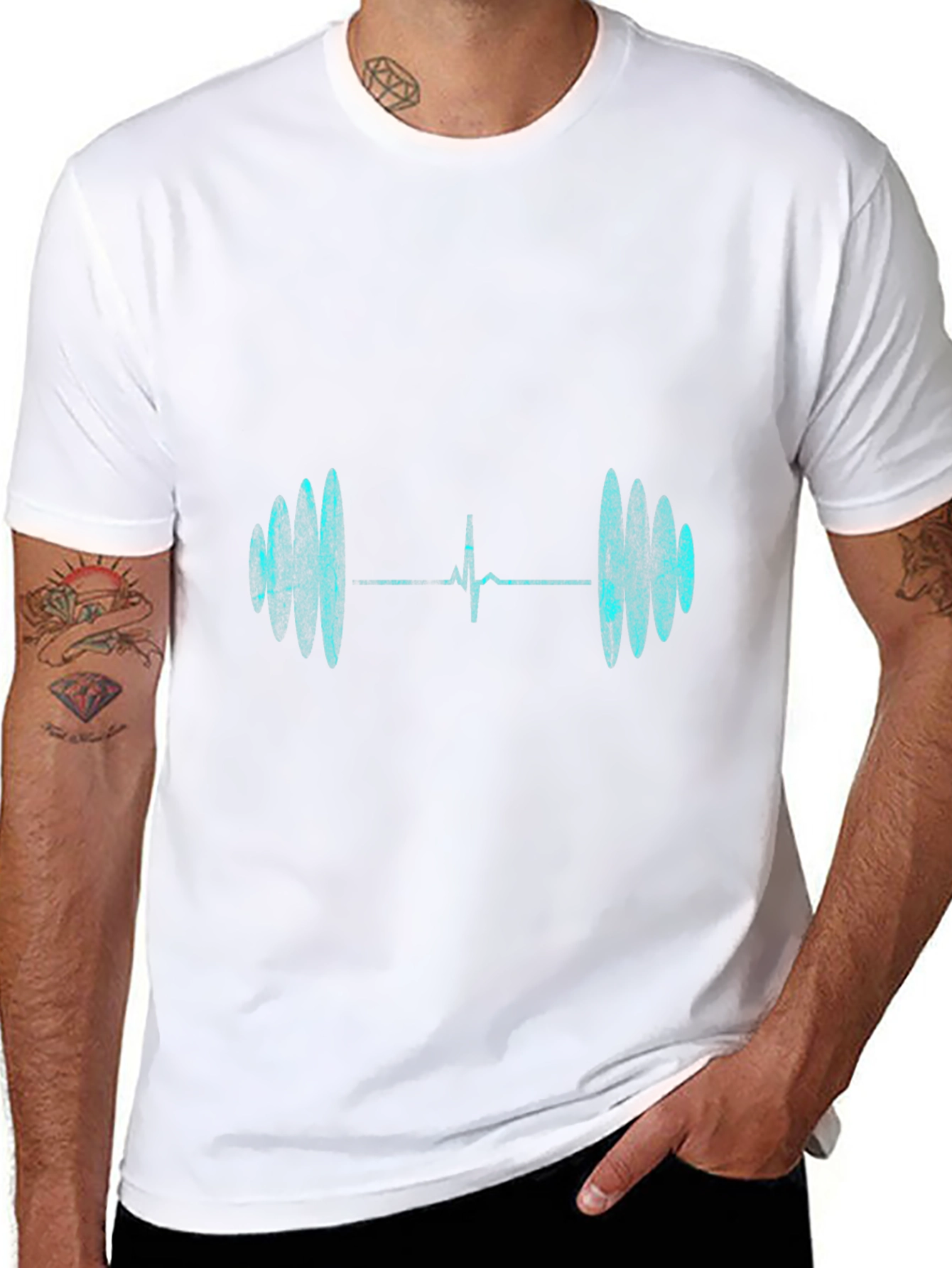 Heartbeat Barbell Graphic Tee - Black