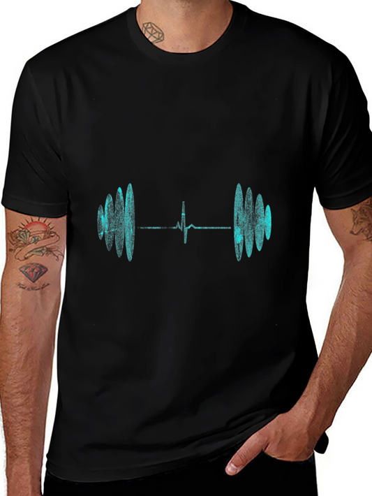 Heartbeat Barbell Graphic Tee - Black