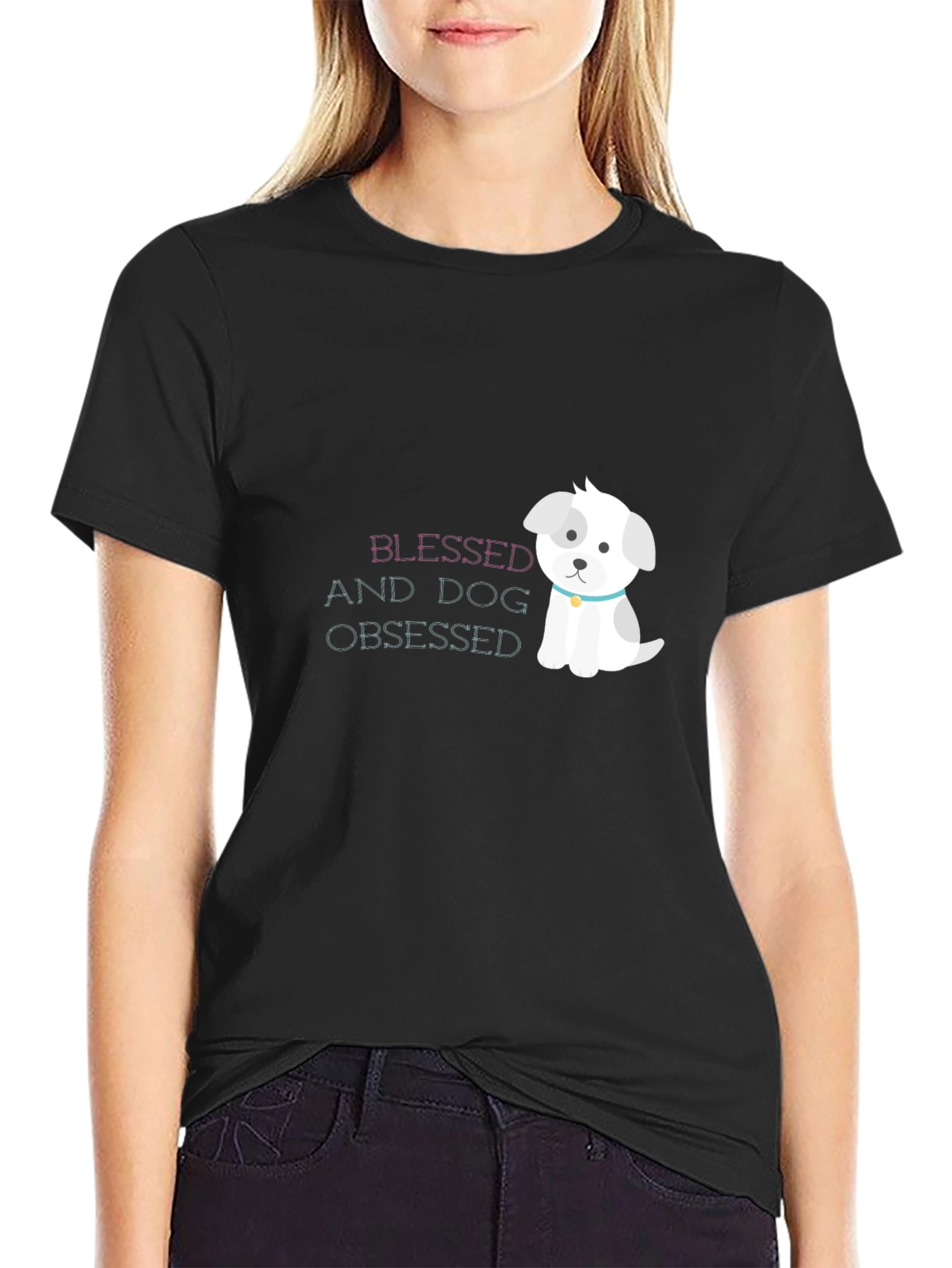 Blessed & Dog Obsessed Black Graphic T-Shirt