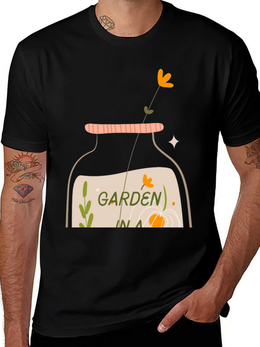 Garden in a Jar Graphic Tee - Black Casual T-Shirt