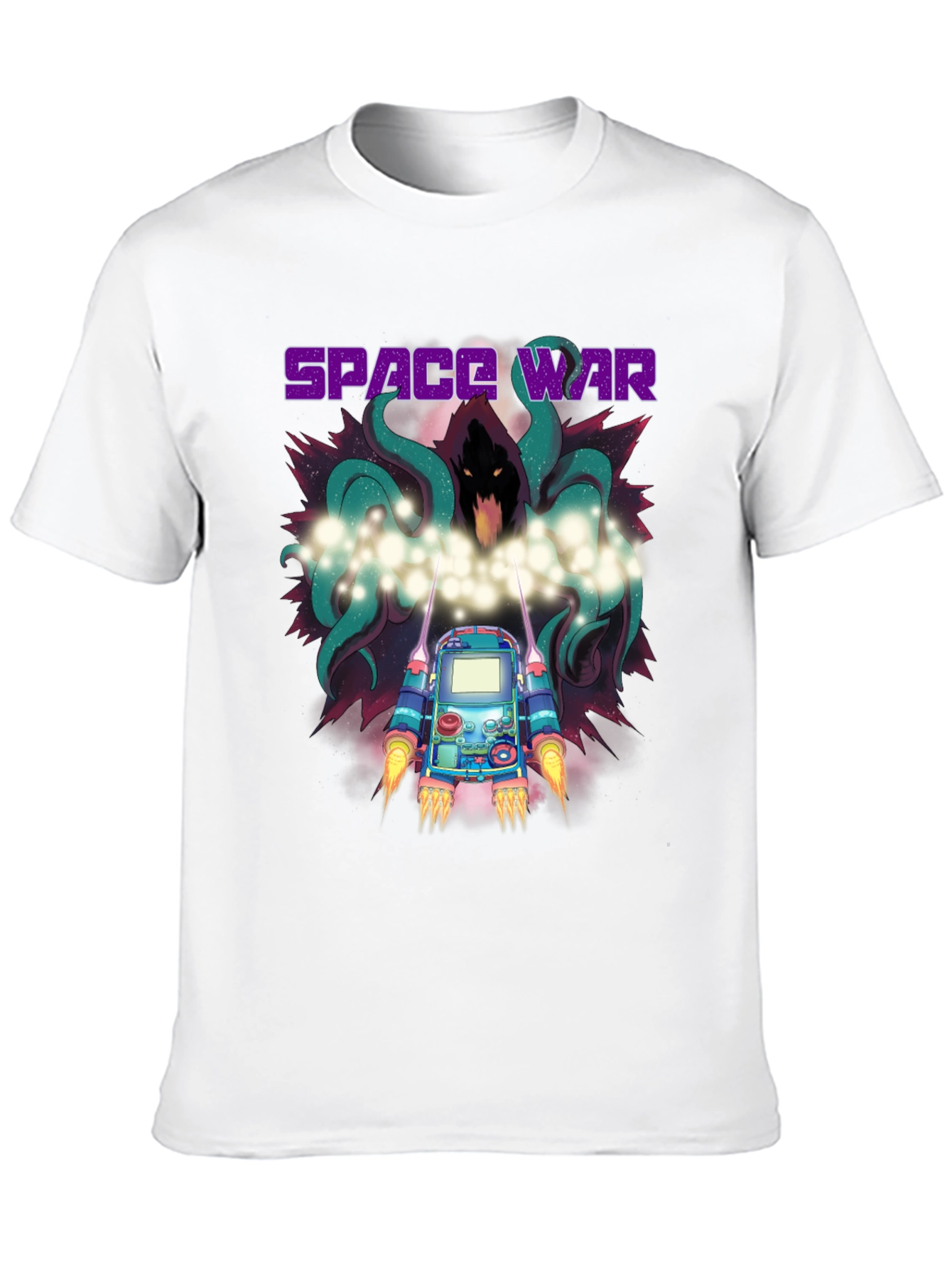 Space War Graphic Print Black T-Shirt