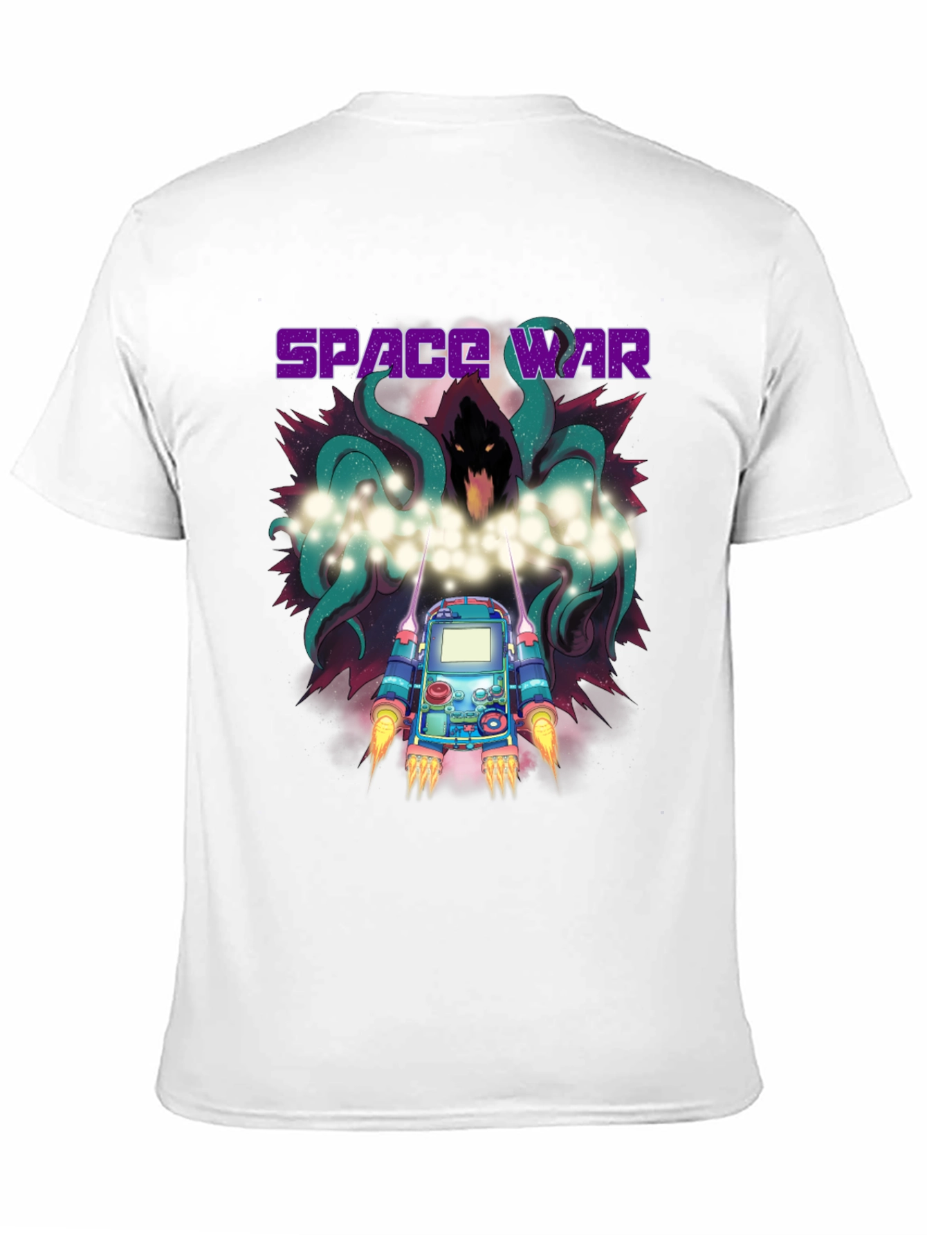 Space War Graphic Print Black T-Shirt
