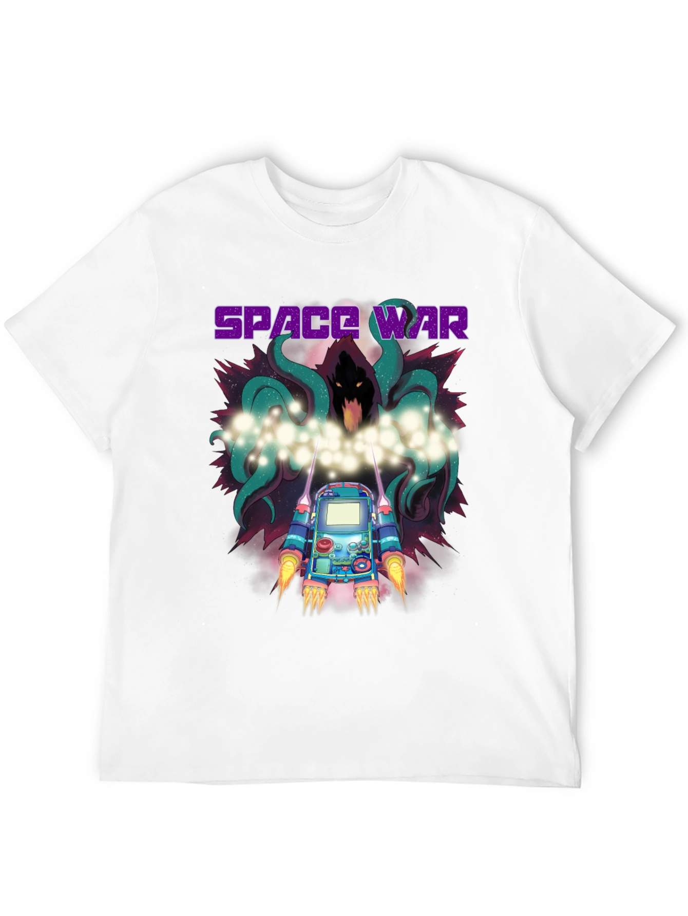 Space War Graphic Print Black T-Shirt