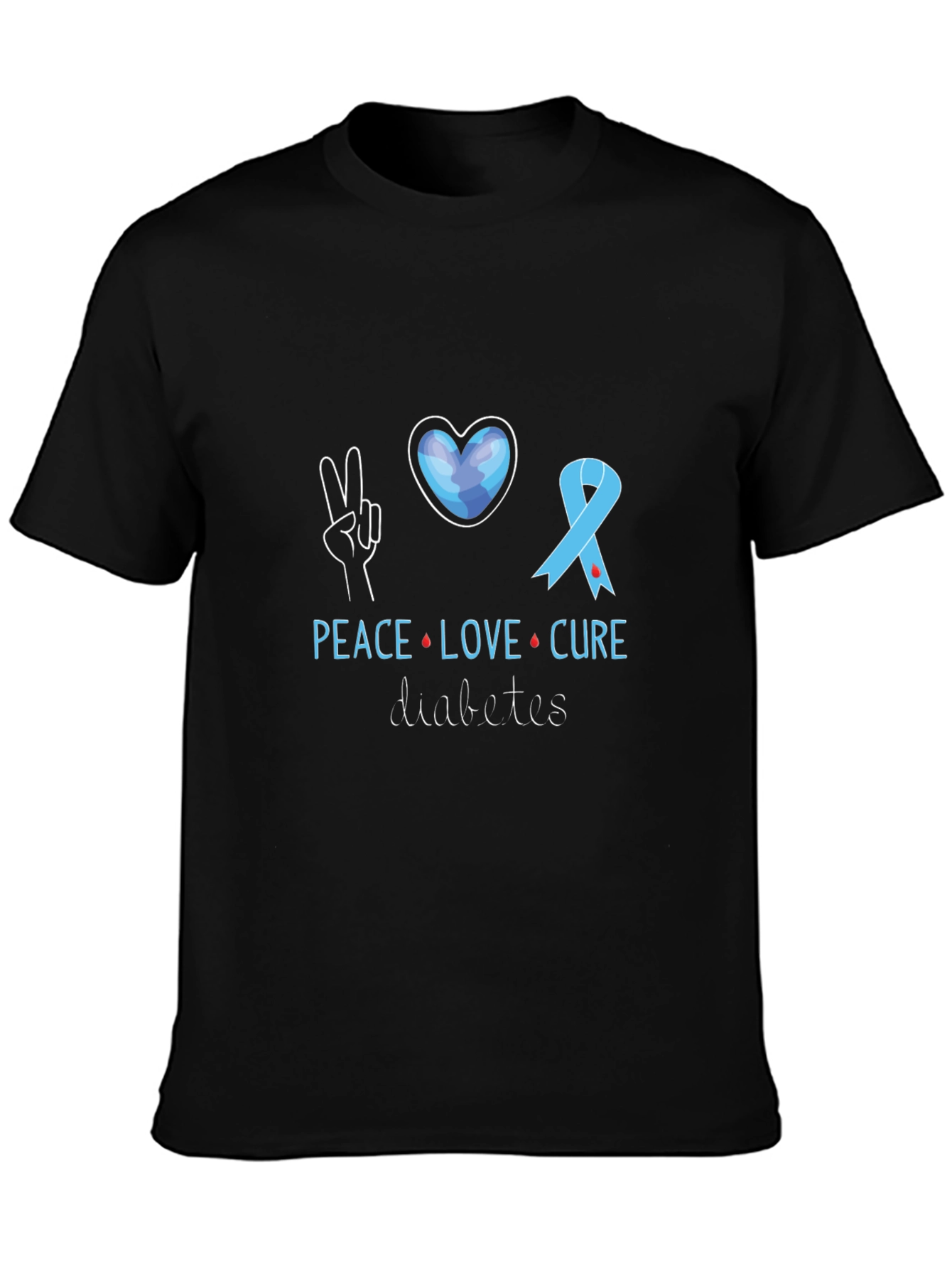 Peace Love Cure Diabetes Awareness T-Shirt
