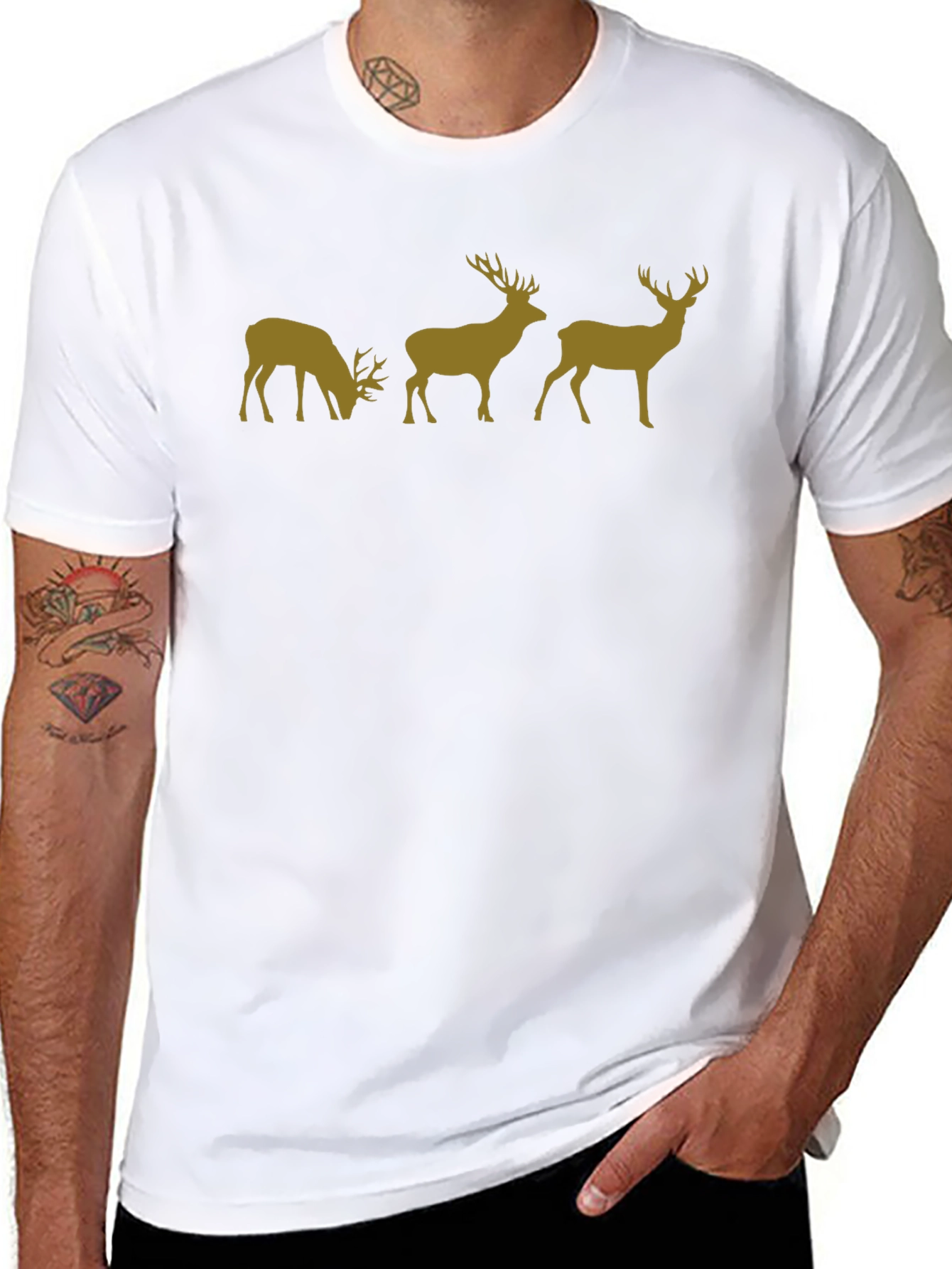Deer Silhouette Graphic Black T-Shirt