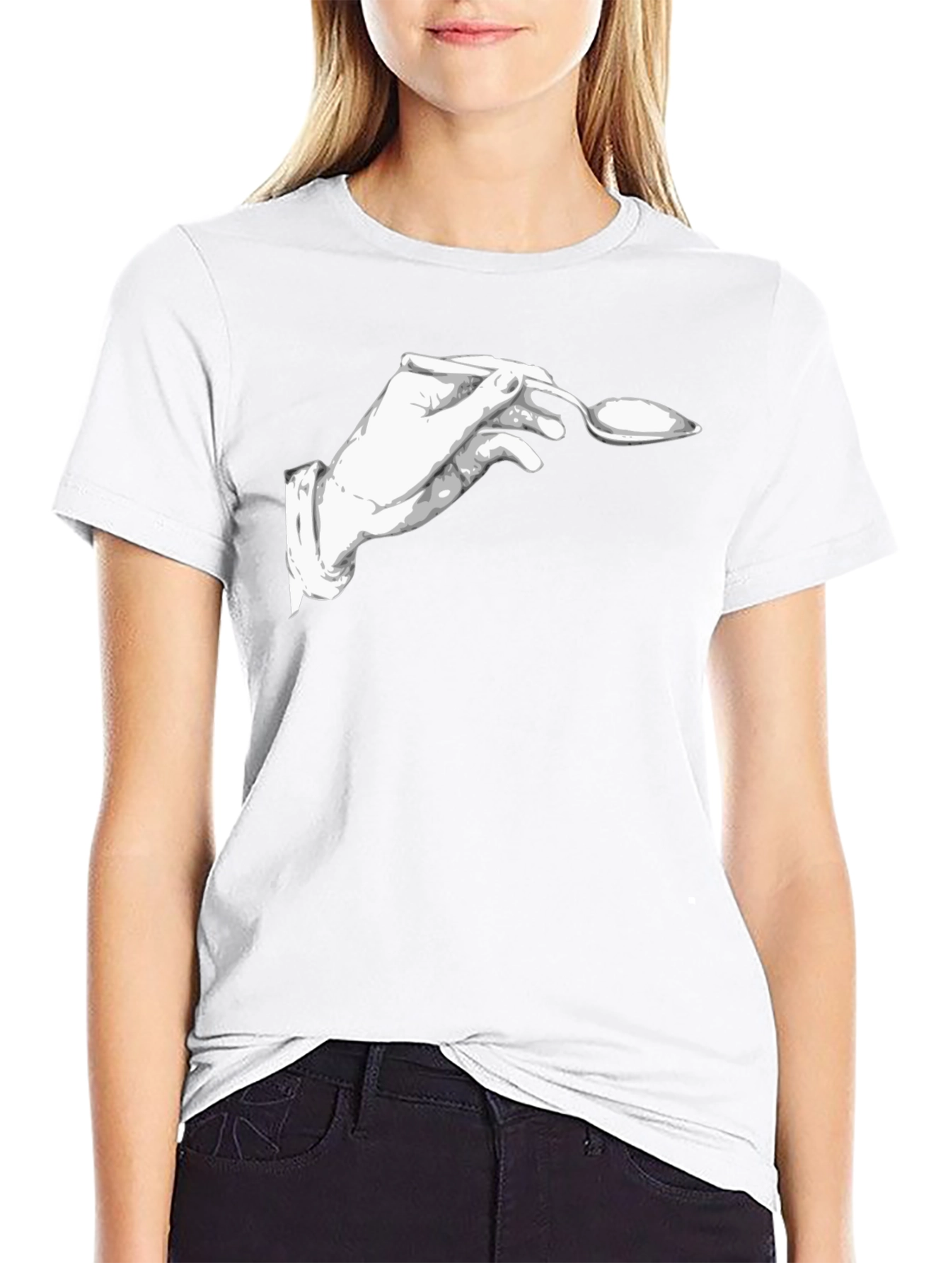 Elegant Spoon Hand Black T-Shirt