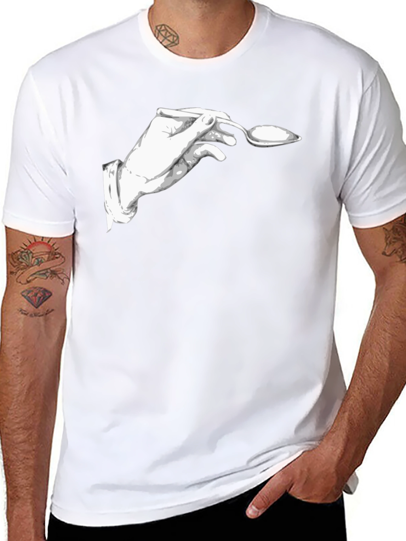 Elegant Spoon Hand Black T-Shirt