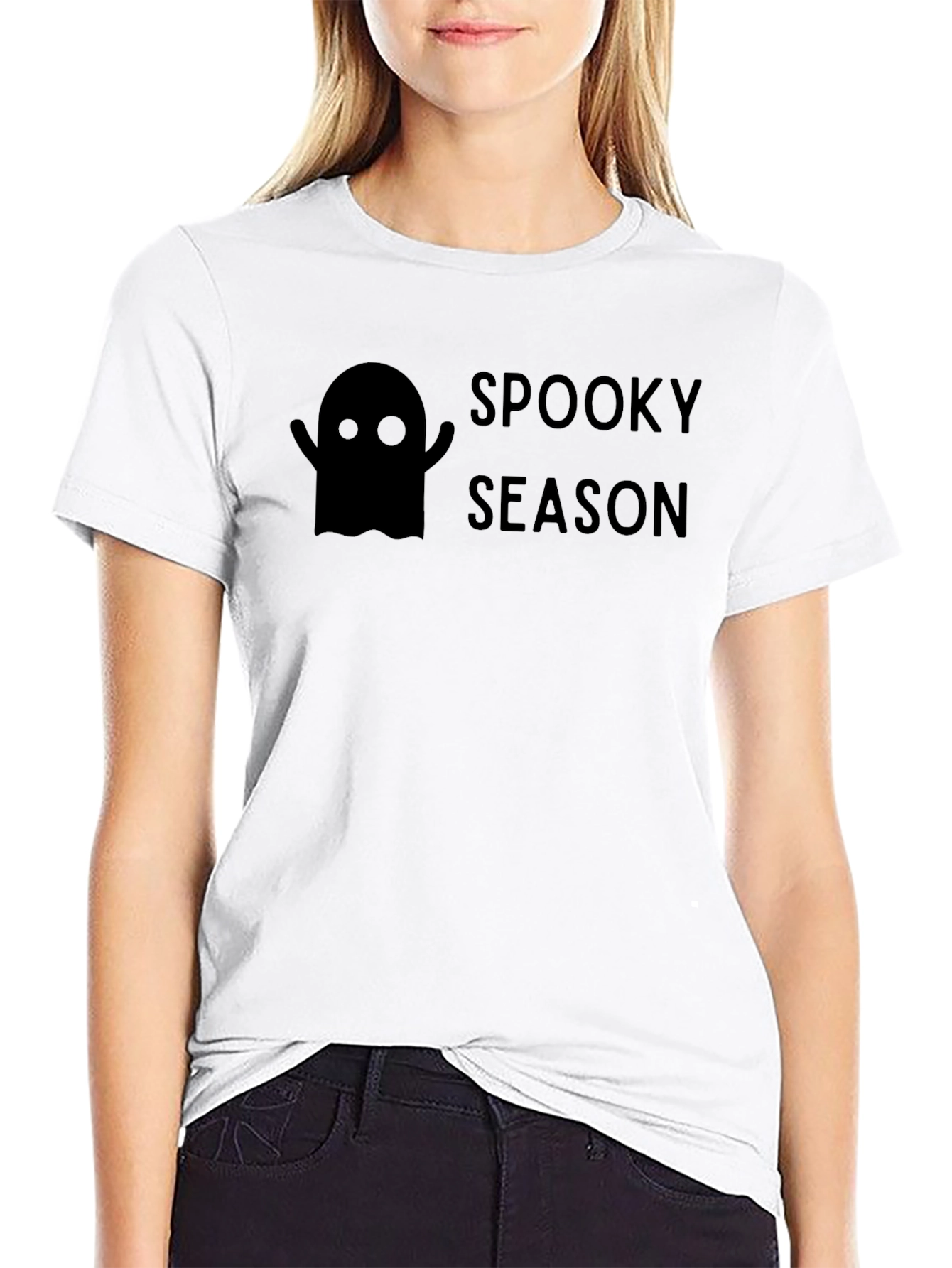 Spooky Season Black T-Shirt - Halloween Ghost Design