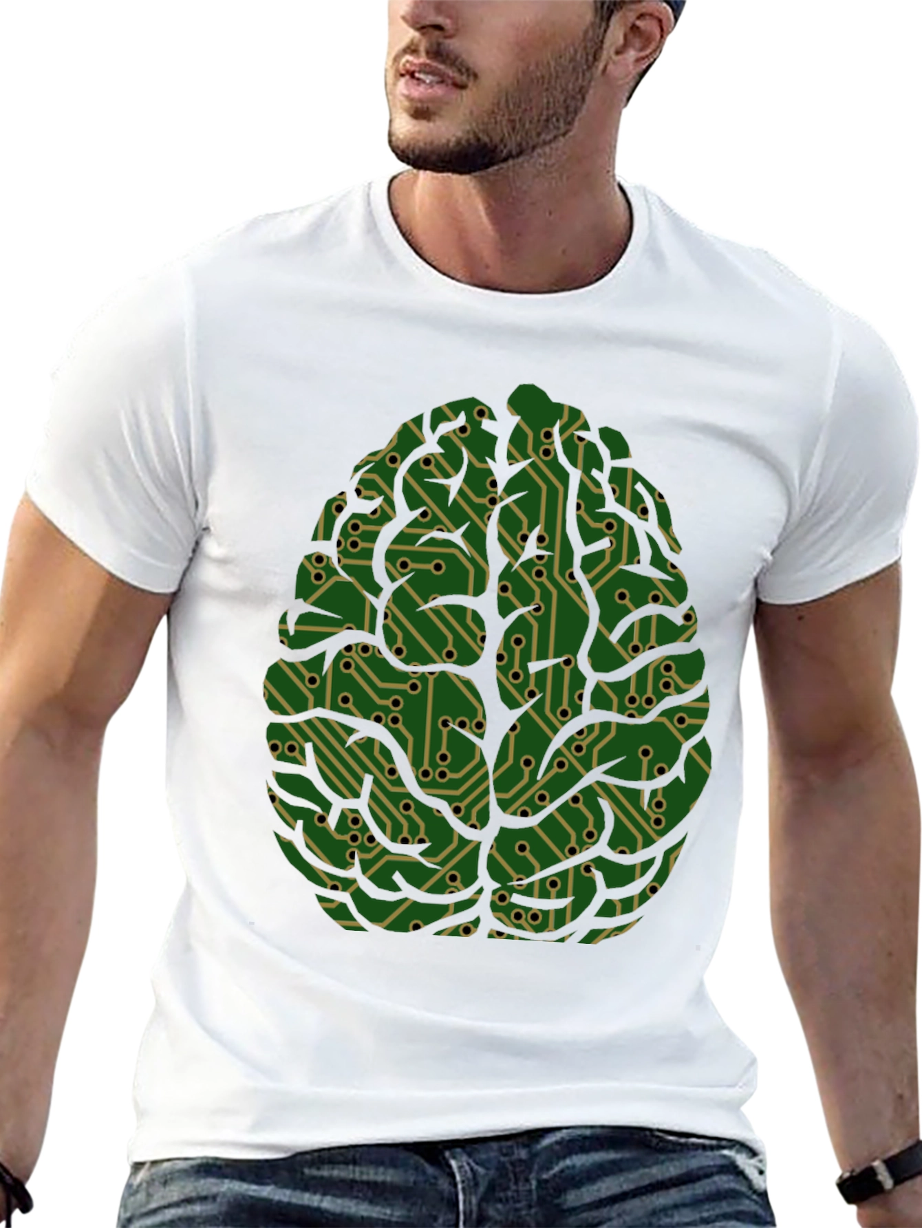 Circuit Brain Graphic Tee - Mens Cool Science T-Shirt