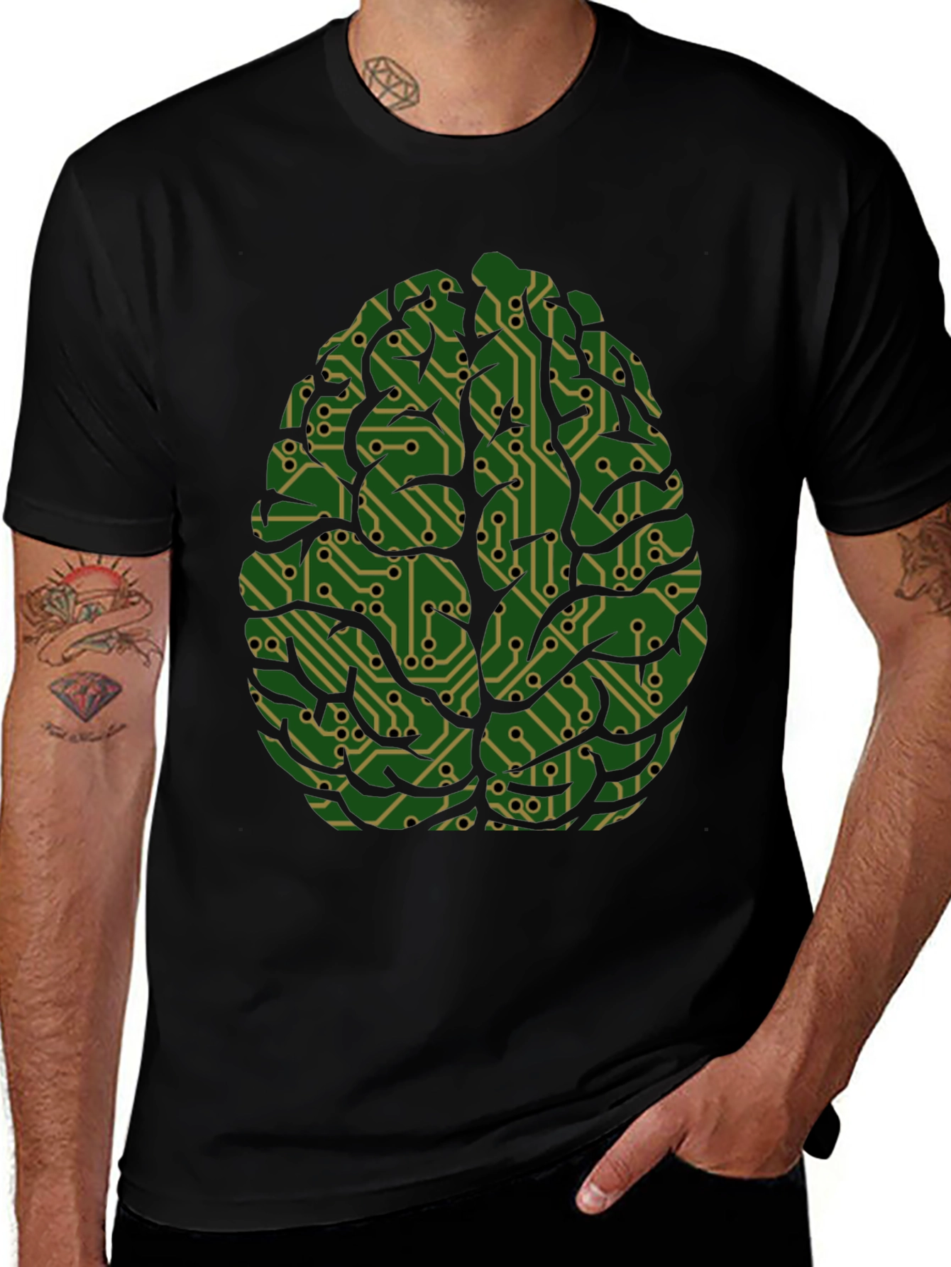 Circuit Brain Graphic Tee - Mens Cool Science T-Shirt