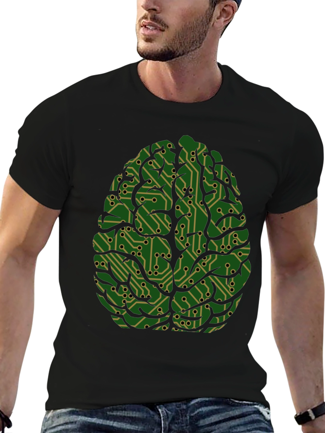 Circuit Brain Graphic Tee - Mens Cool Science T-Shirt