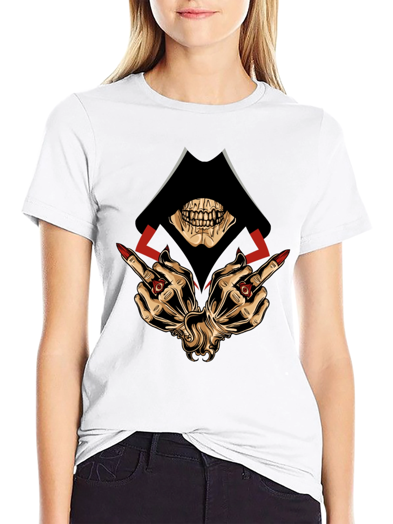 Grim Reaper Middle Finger Graphic T-Shirt