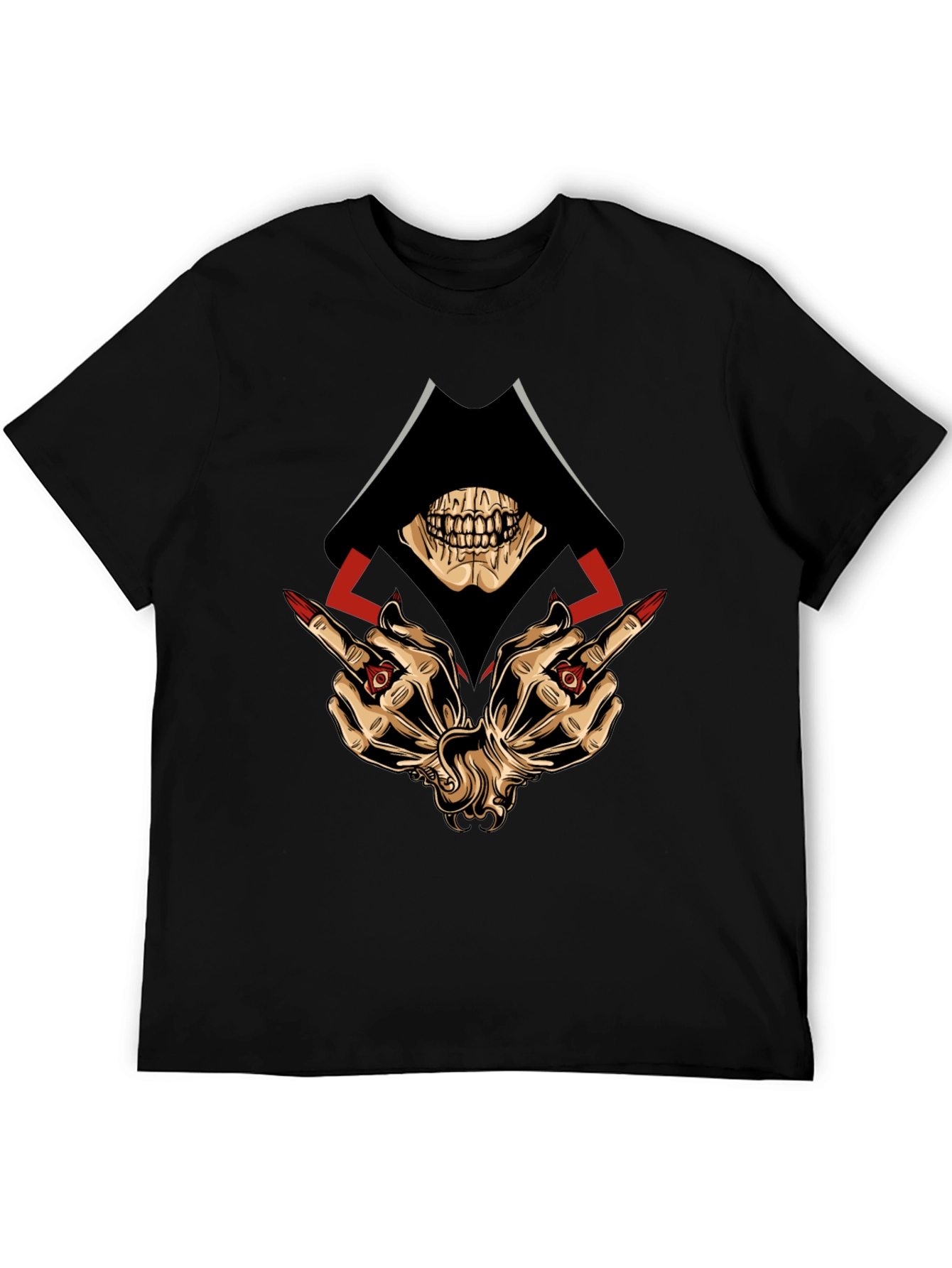 Grim Reaper Middle Finger Graphic T-Shirt
