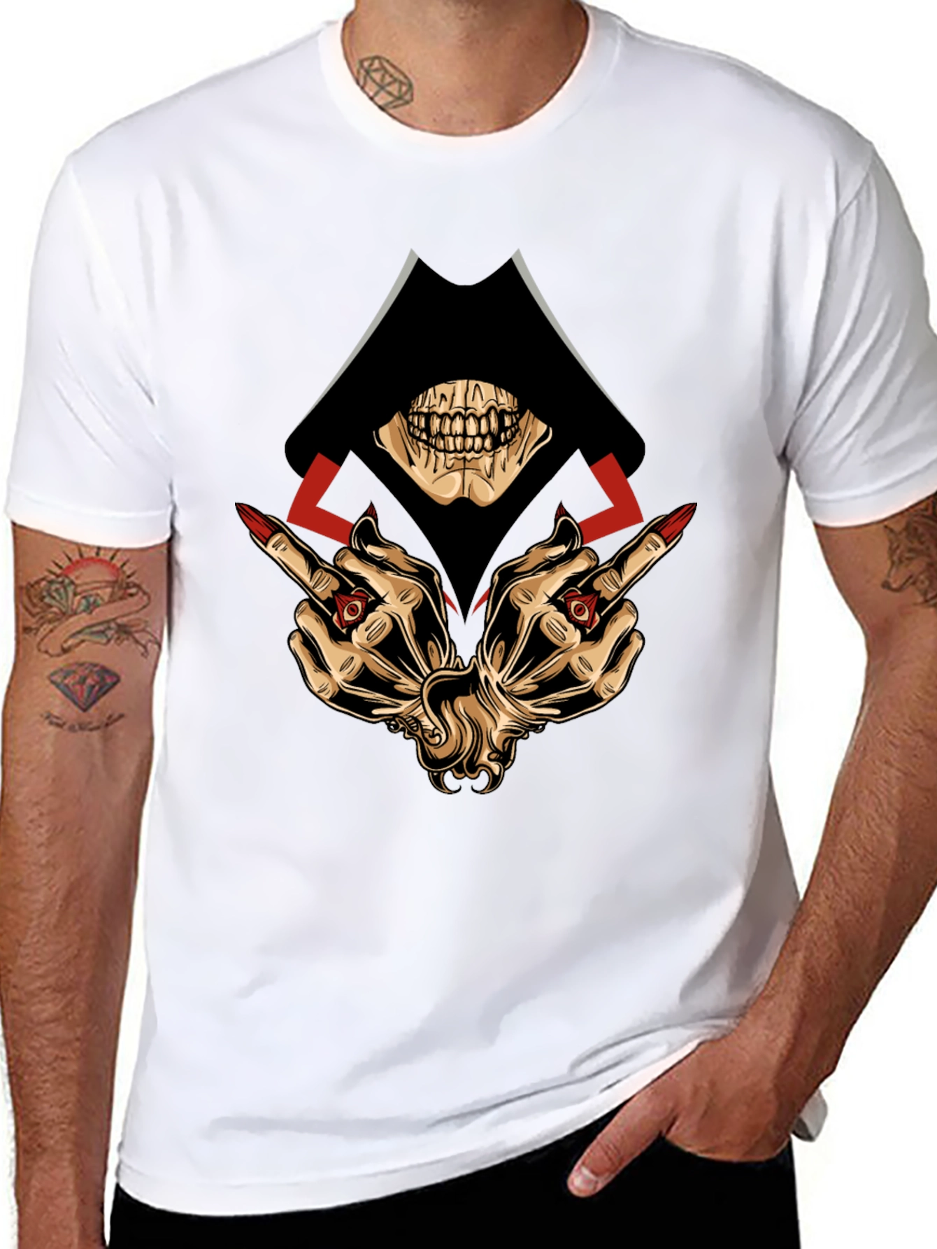 Grim Reaper Middle Finger Graphic T-Shirt