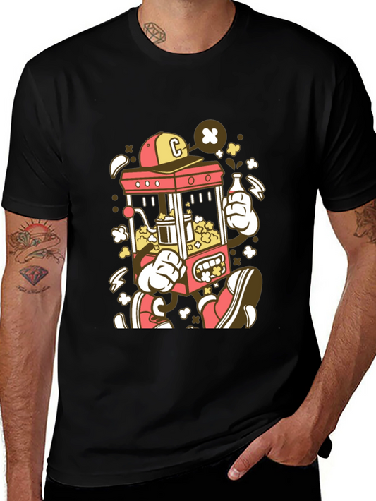 Cartoon Popcorn Machine Graphic T-Shirt