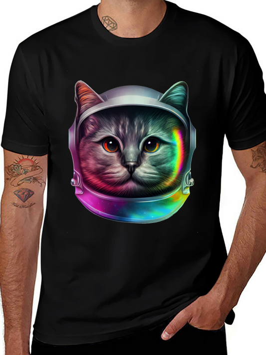 Cosmic Cat Astronaut T-Shirt - Unique Galaxy Design