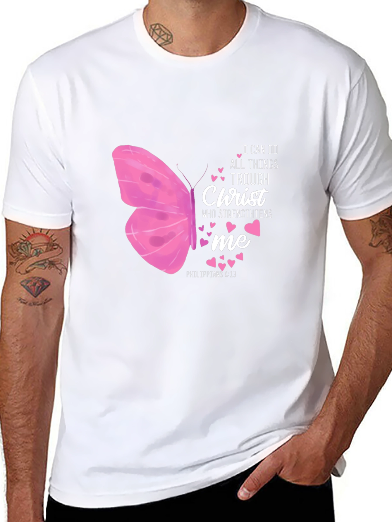 I Can Do All Things Christ Butterfly Black T-Shirt