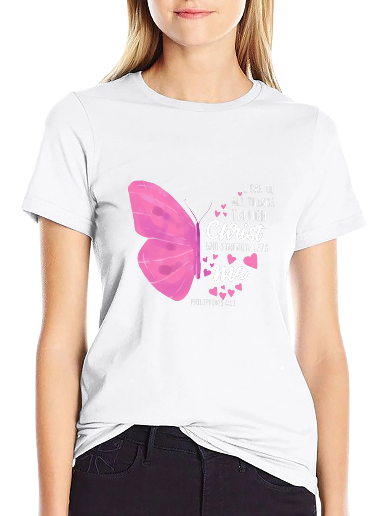 I Can Do All Things Christ Butterfly Black T-Shirt