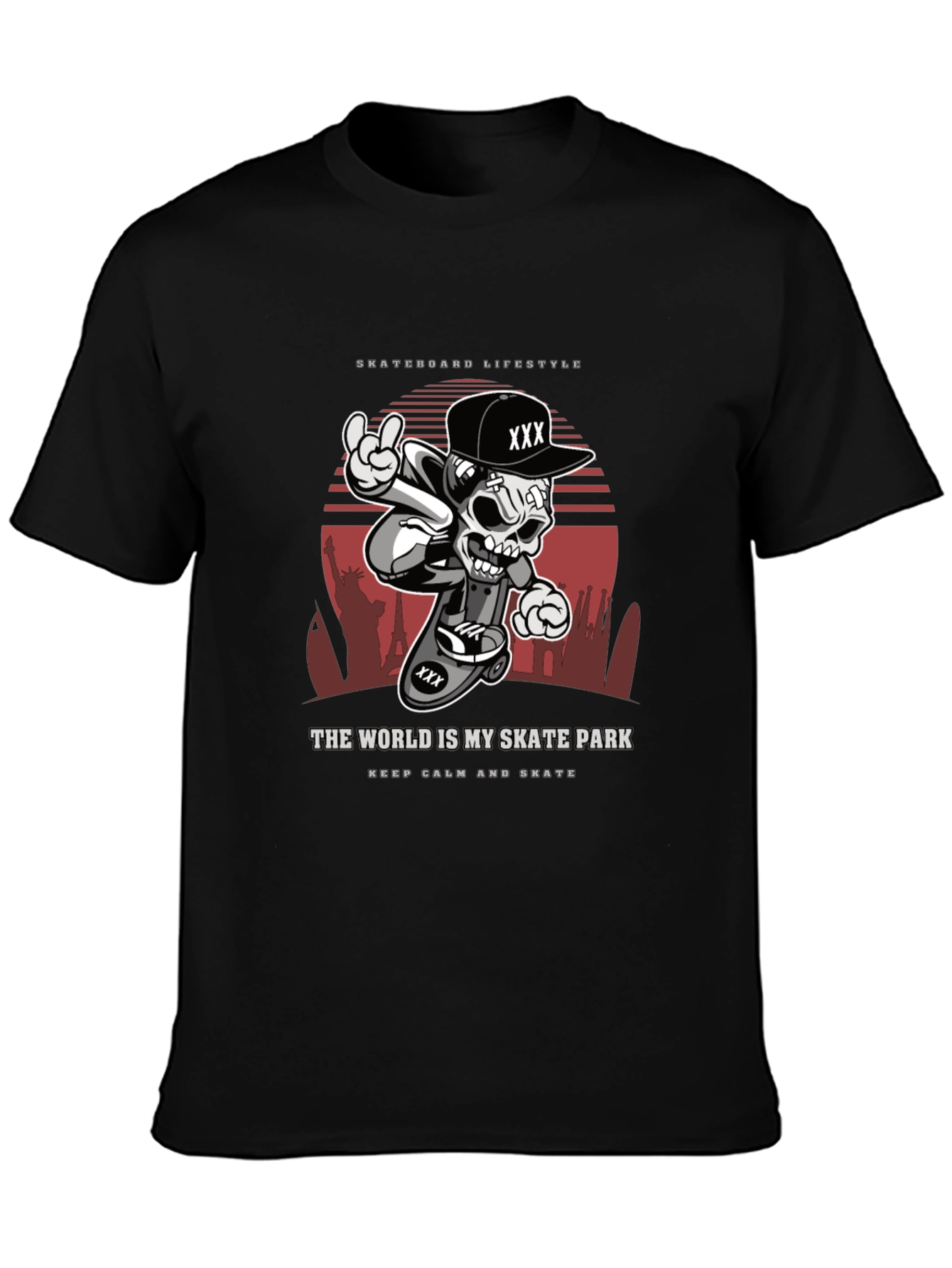 Skateboarding Lifestyle T-Shirt - Skull Design